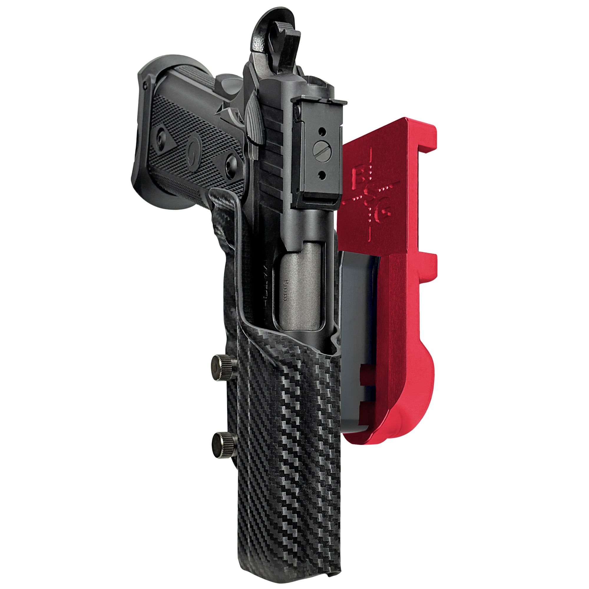 Witness2311 Match X IPSC/USPA Quick Mount Holster with Red Belt Attachment, Carbon Fiber Holster Shell