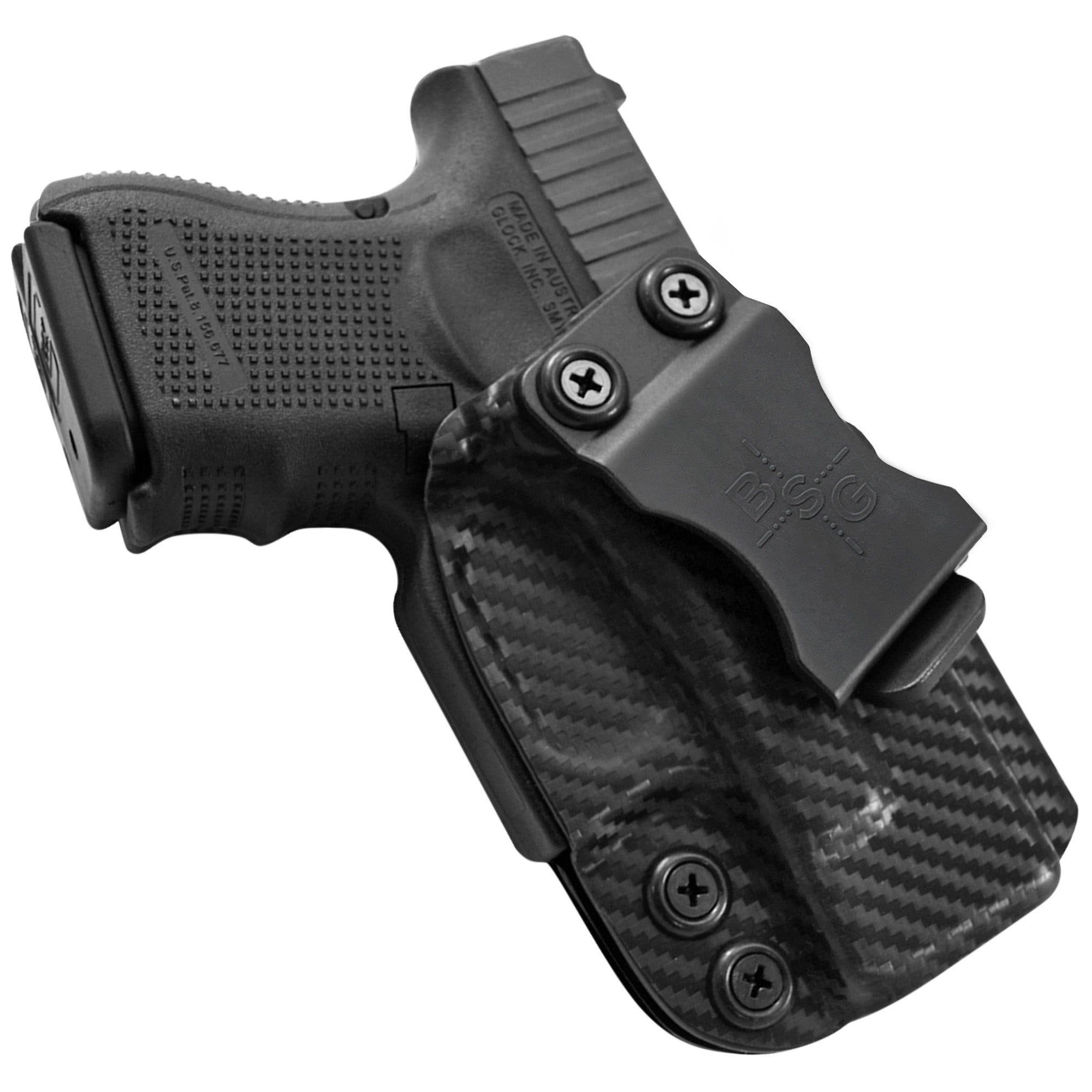Glock 26, 27, 33 (Gen 5) Inside the Waistband Holster in Carbon Fiber - Front