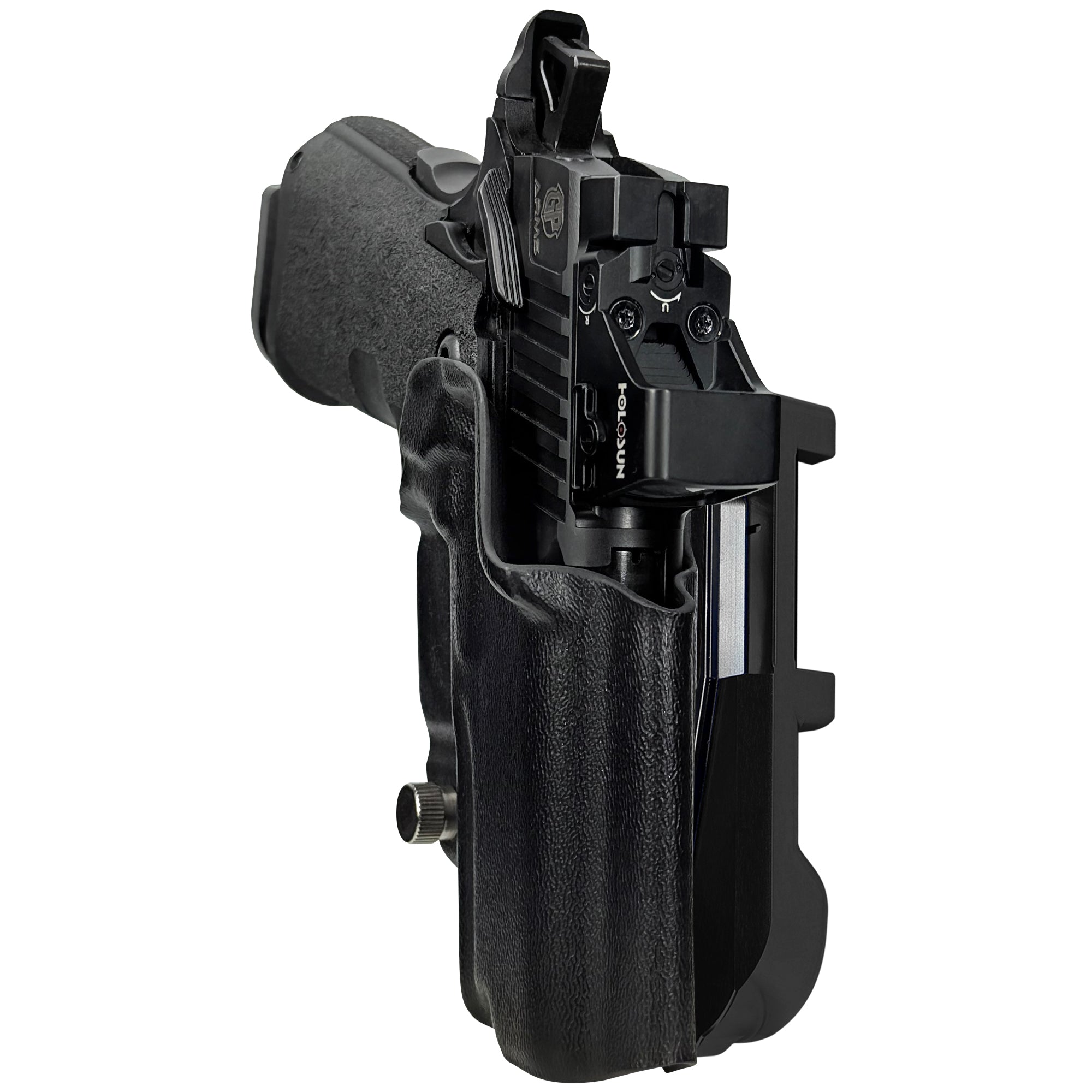 GP Arms Forza 3.1 IDPA Quick Mount Holster with Black Belt Attachment, Black Holster Shell