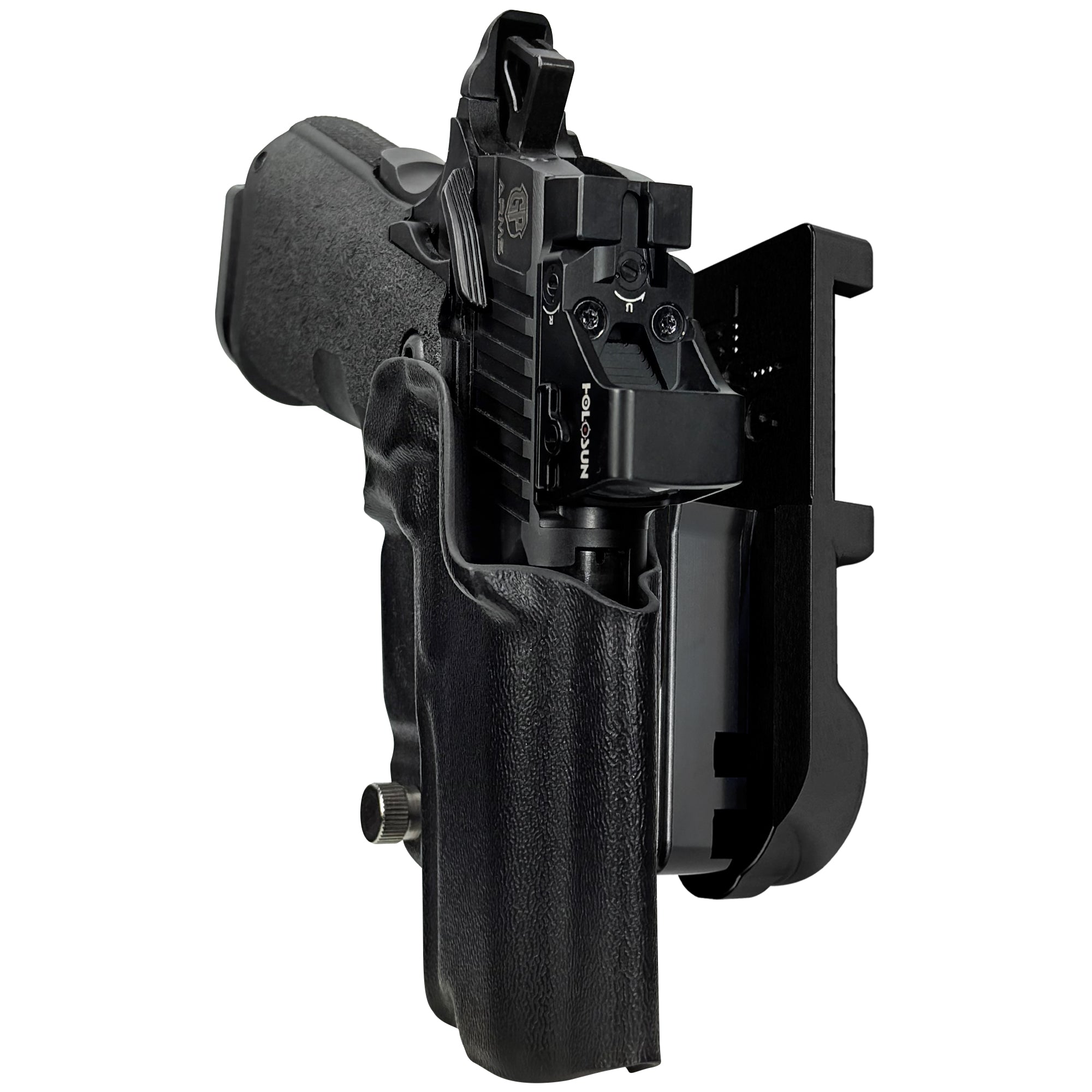 GP Arms Forza 3.1 IPSC/USPA Quick Mount Holster with Black Belt Attachment, Black Holster Shell
