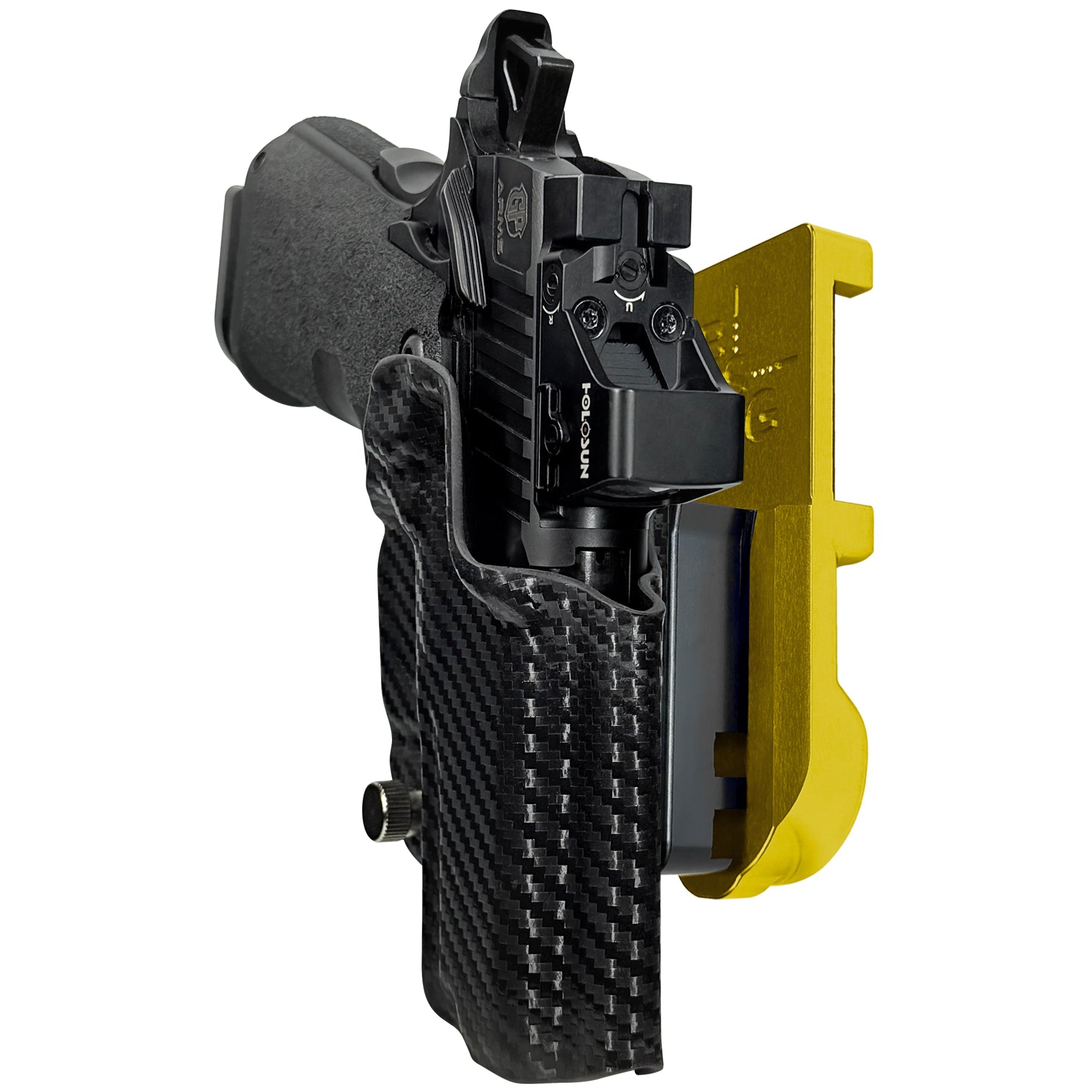 GP Arms Forza 3.1 IPSC/USPA Quick Mount Holster with 24K Gold Belt Attachment, Carbon Fiber Holster Shell