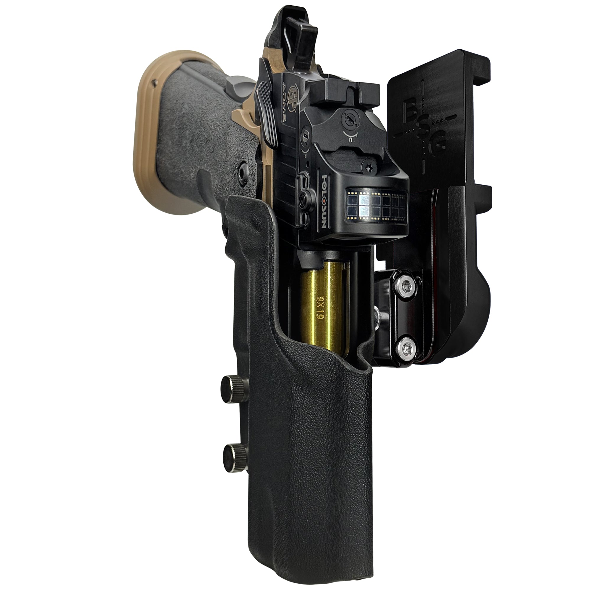 GP Arms Patriot IPSC/USPA Quick Mount Ball Joint Holster with Black Belt Attachment, Black Holster Shell