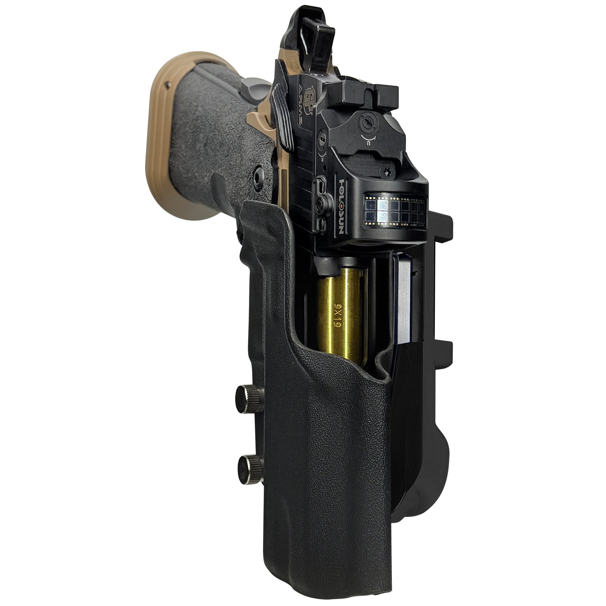 GP Arms Patriot IDPA Quick Mount Holster with Black Belt Attachment, Black Holster Shell
