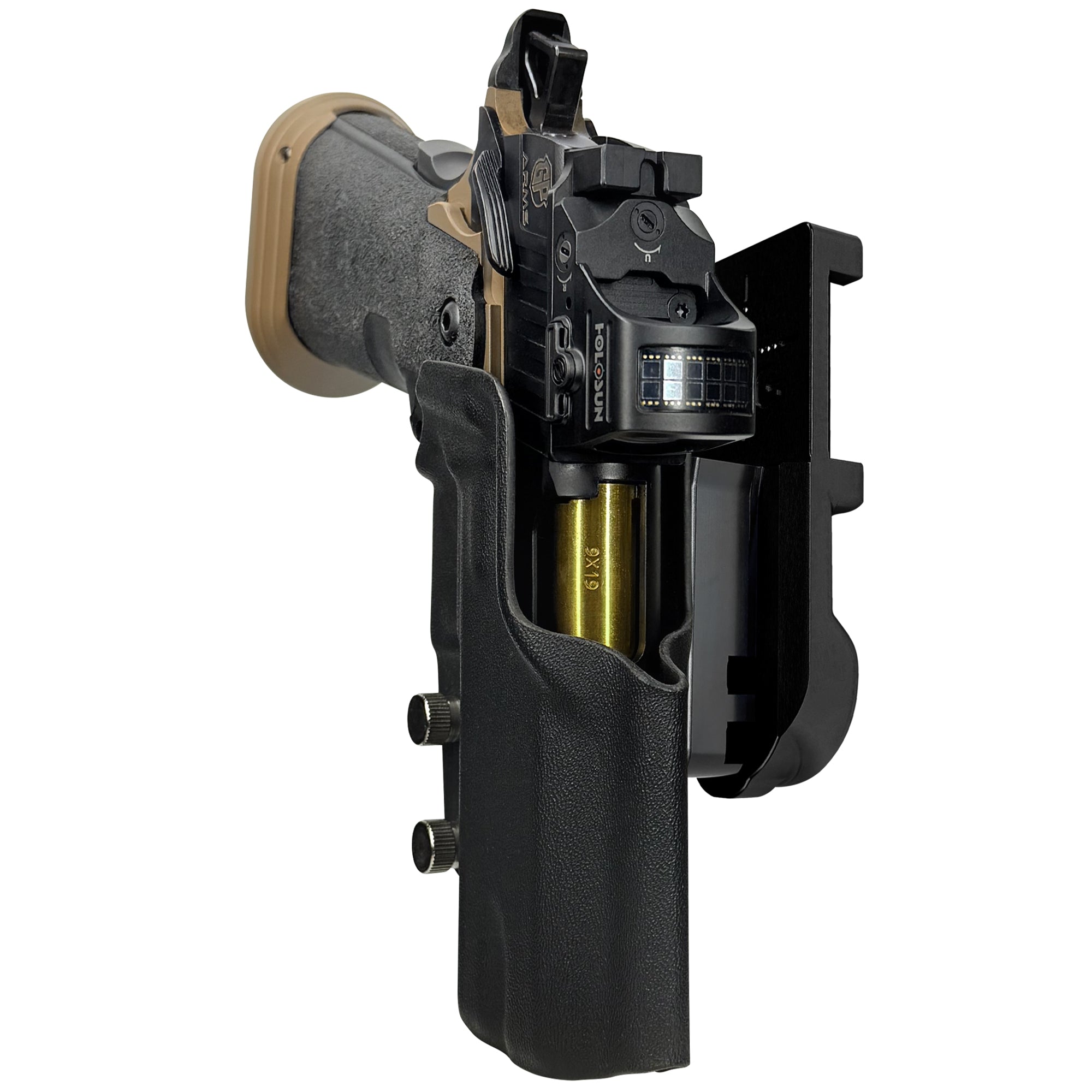 GP Arms Patriot IPSC/USPA Quick Mount Holster with Black Belt Attachment, Black Holster Shell