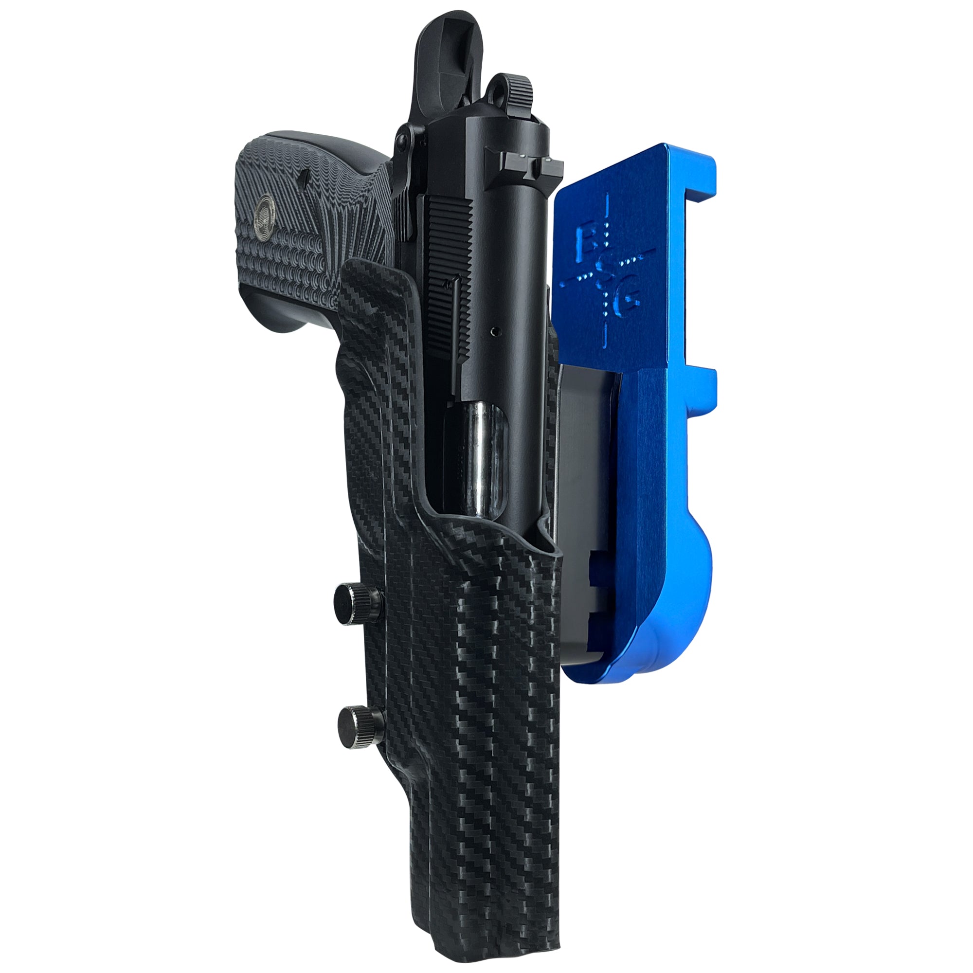 Girsan MC P35 IPSC/USPA Quick Mount Holster with Blue Belt Attachment, Carbon Fiber Holster Shell