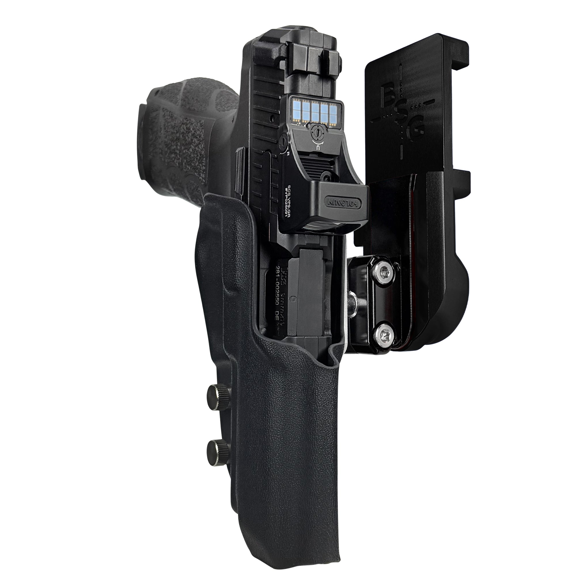 H&K VP9A1 F IPSC/USPA Quick Mount Ball Joint Holster with Black Belt Attachment, Black Holster Shell