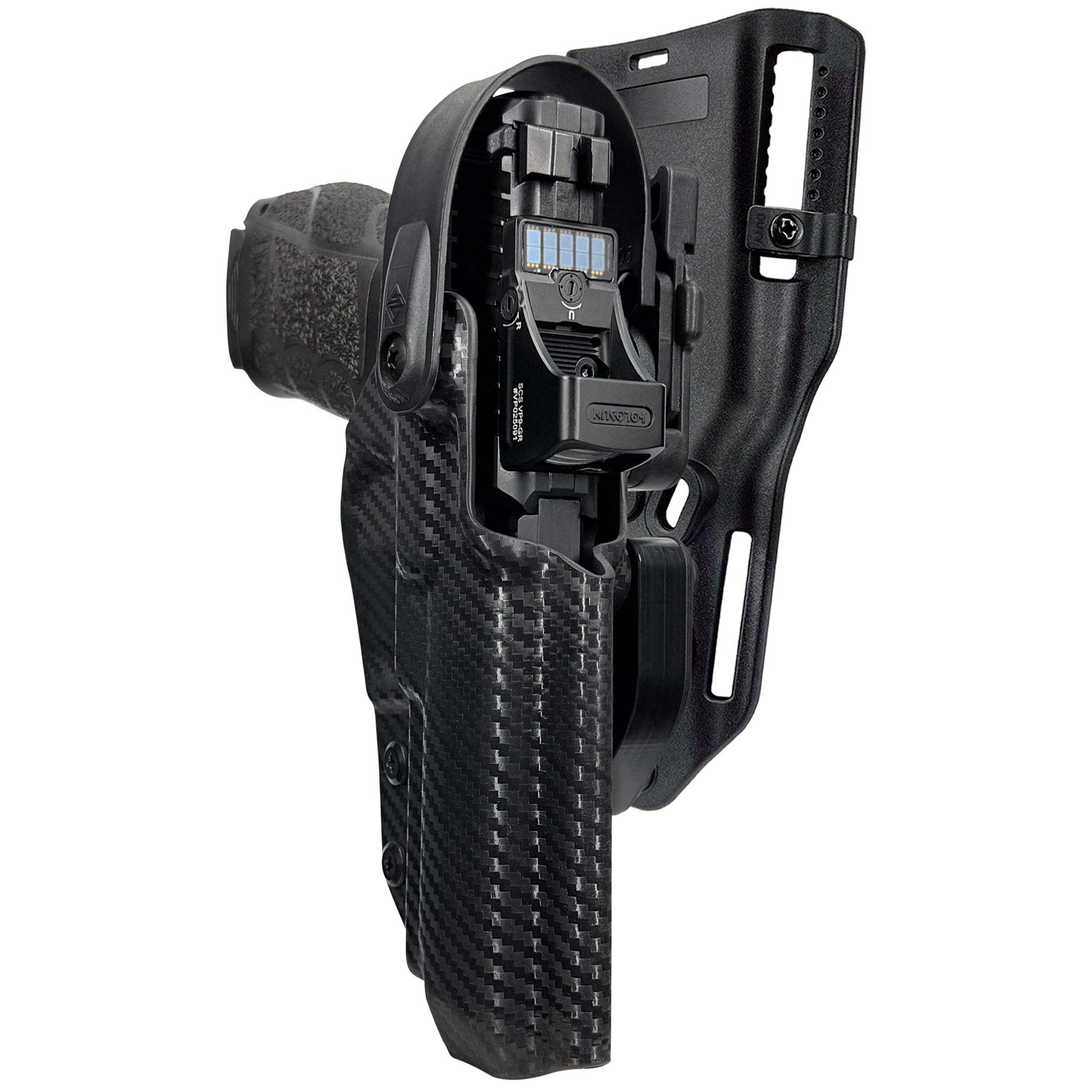 Level II Duty Drop and Offset Holster for H&K VP9A1 F in Carbon Fiber