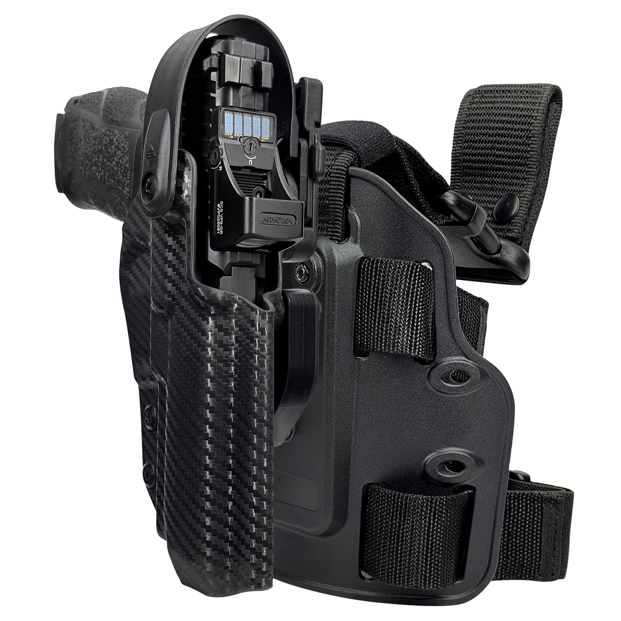 Level II Duty Drop Leg Holster for H&K VP9A1 F in Carbon Fiber