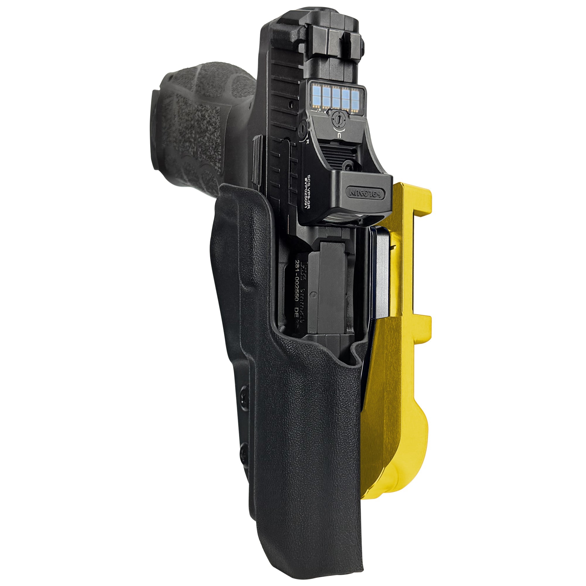 H&K VP9A1 F IDPA Quick Mount Holster with 24K Gold Belt Attachment, Black Holster Shell