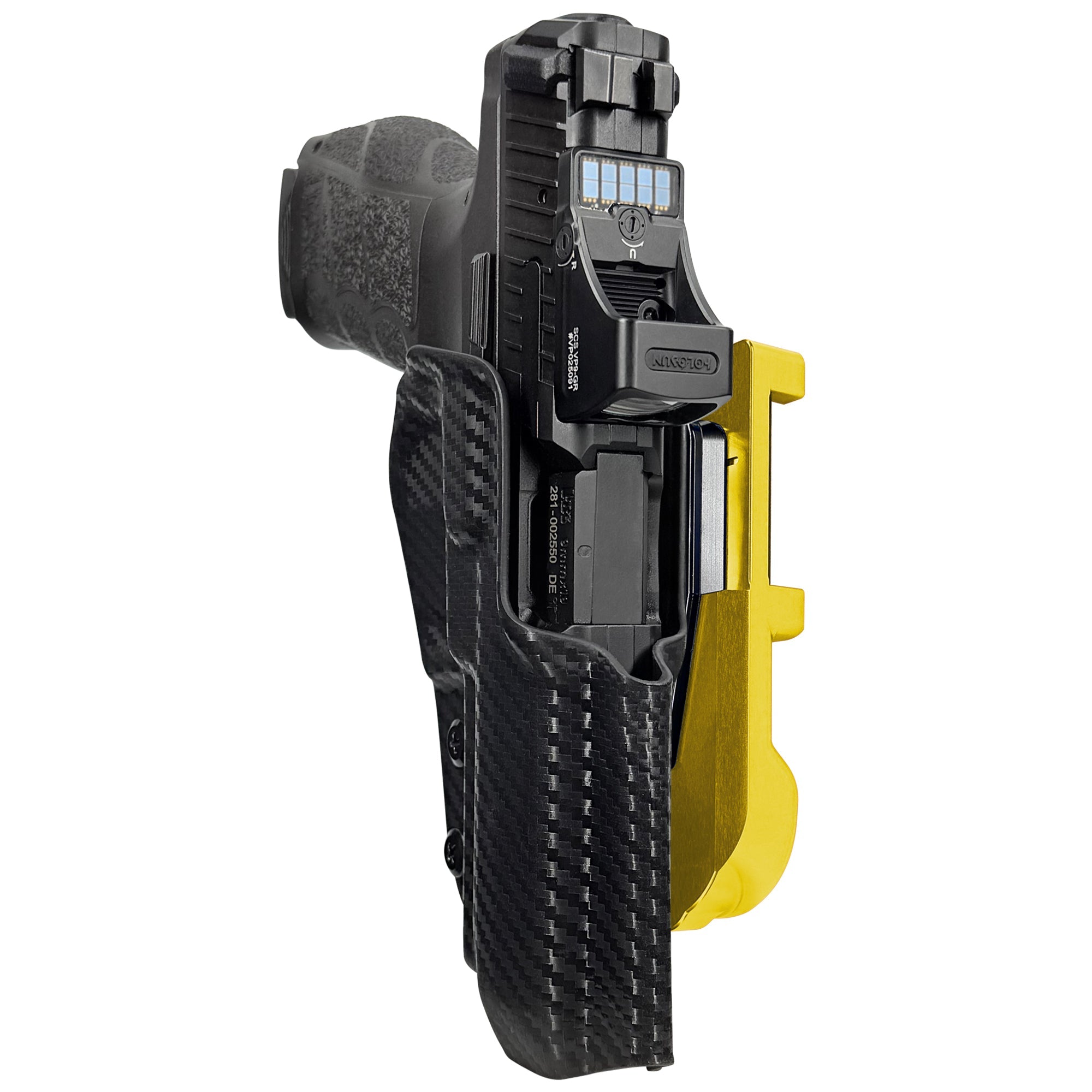 H&K VP9A1 F IDPA Quick Mount Holster with 24K Gold Belt Attachment, Carbon Fiber Holster Shell