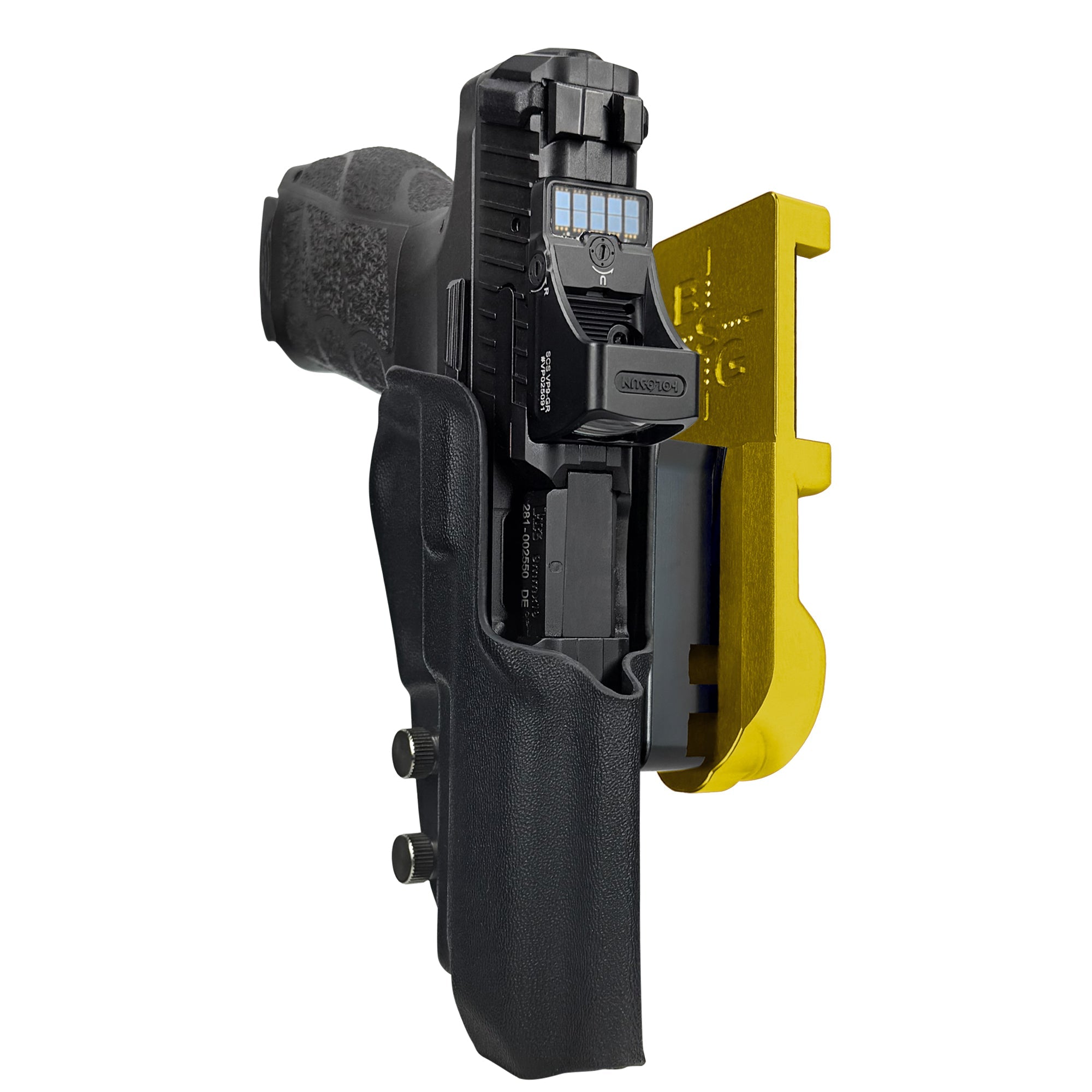 H&K VP9A1 F IPSC/USPA Quick Mount Holster with 24K Gold Belt Attachment, Black Holster Shell