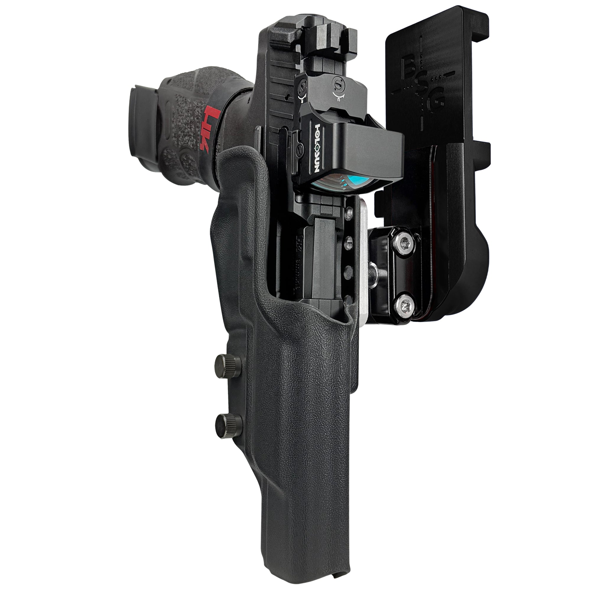 H&K VP9 Match IPSC/USPA Quick Mount Ball Joint Holster with Black Belt Attachment, Black Holster Shell