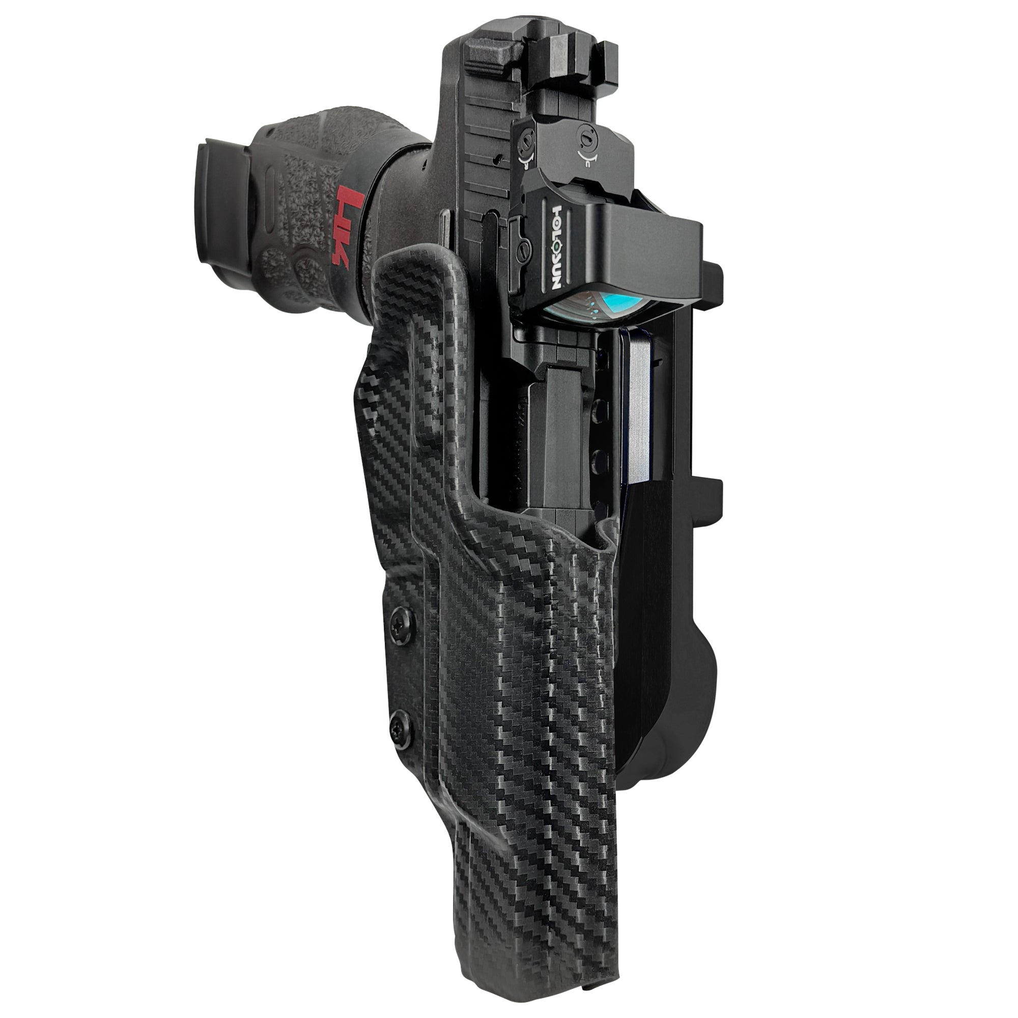 H&K VP9 Match IDPA Quick Mount Holster with Black Belt Attachment, Carbon Fiber Holster Shell
