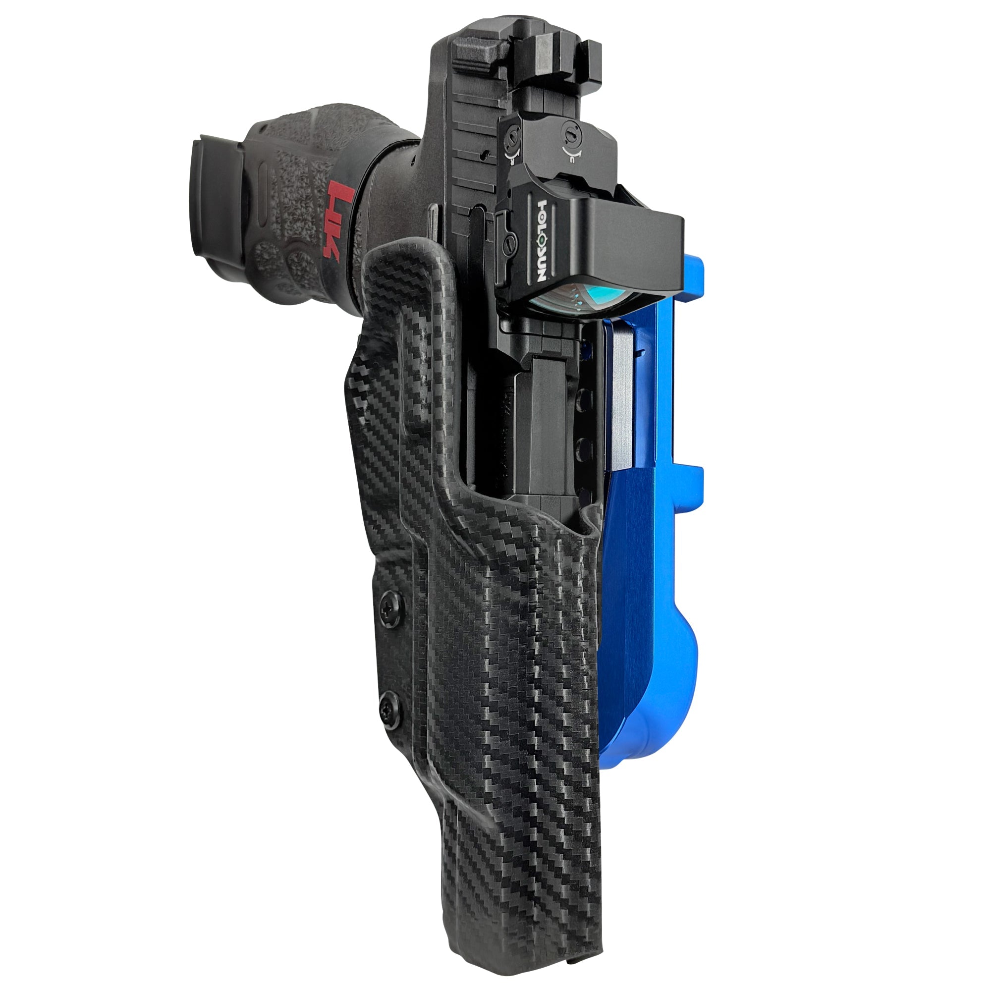 H&K VP9 Match IDPA Quick Mount Holster with Blue Belt Attachment, Carbon Fiber Holster Shell