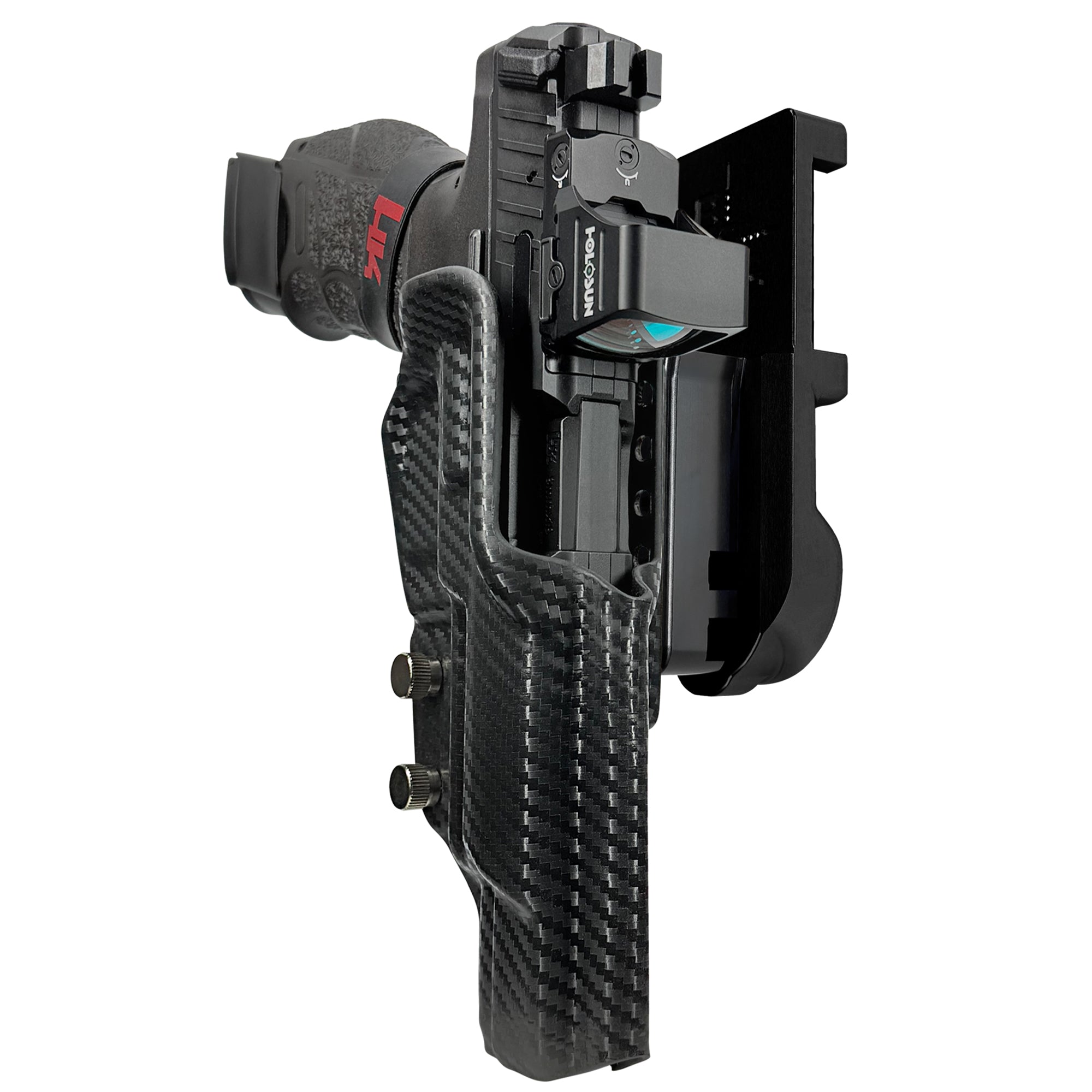 H&K VP9 Match IPSC/USPA Quick Mount Holster with Black Belt Attachment, Carbon Fiber Holster Shell