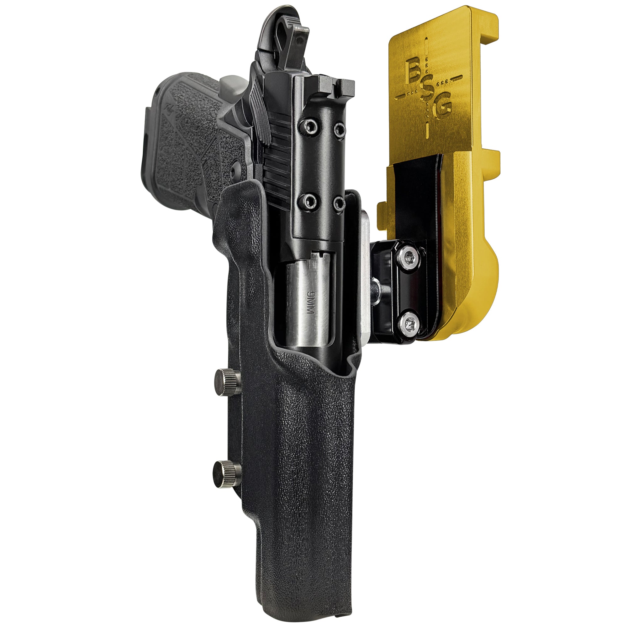 Kimber Warrior IPSC/USPA Quick Mount Ball Joint Holster with 24K Gold Belt Attachment, Black Holster Shell
