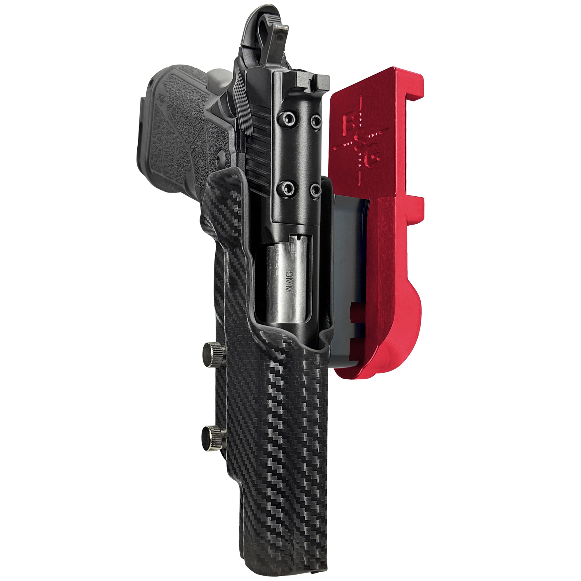Kimber Warrior IPSC/USPA Quick Mount Holster with Red Belt Attachment, Carbon Fiber Holster Shell