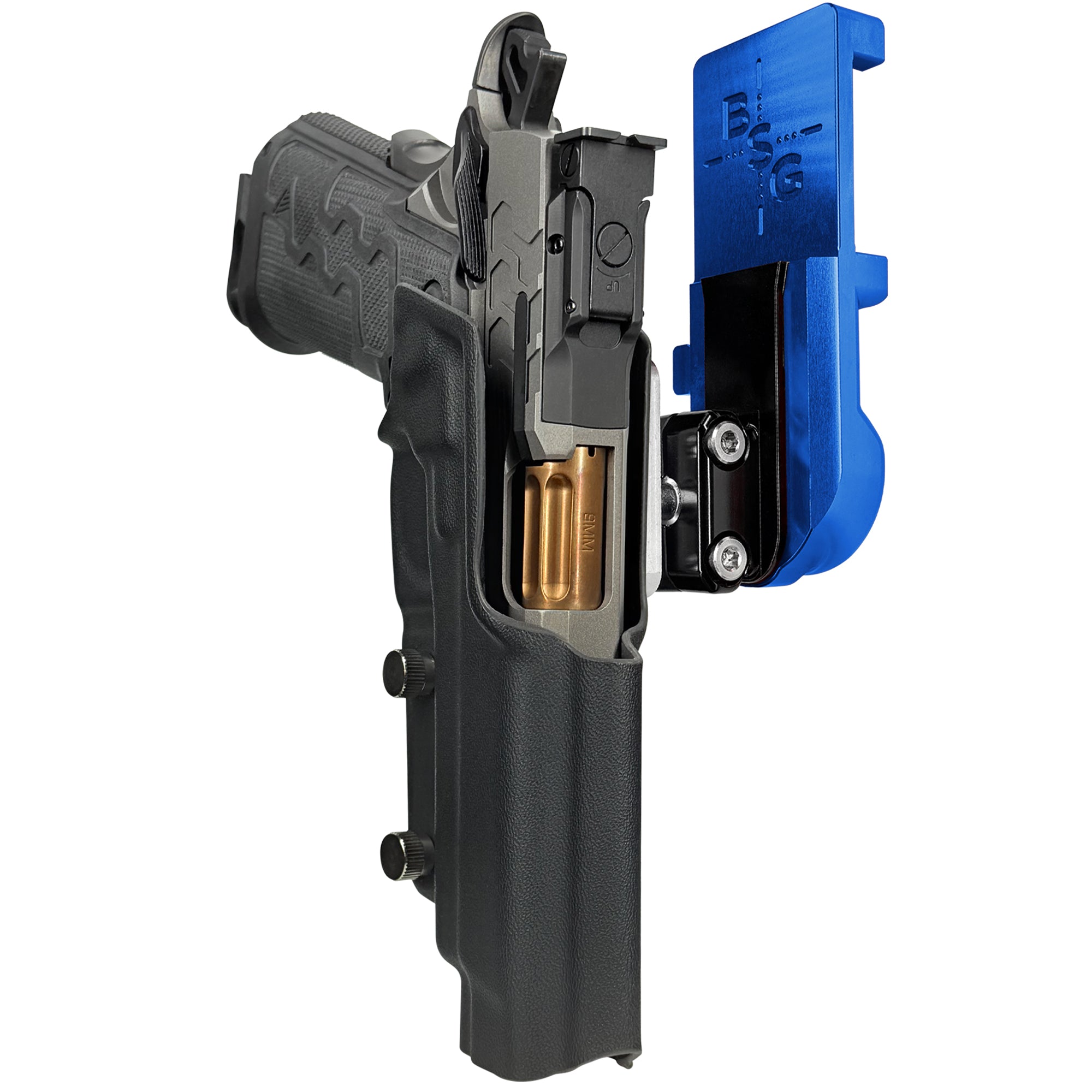 Kimber 2K11 IPSC/USPA Quick Mount Ball Joint Holster with Blue Belt Attachment, Black Holster Shell