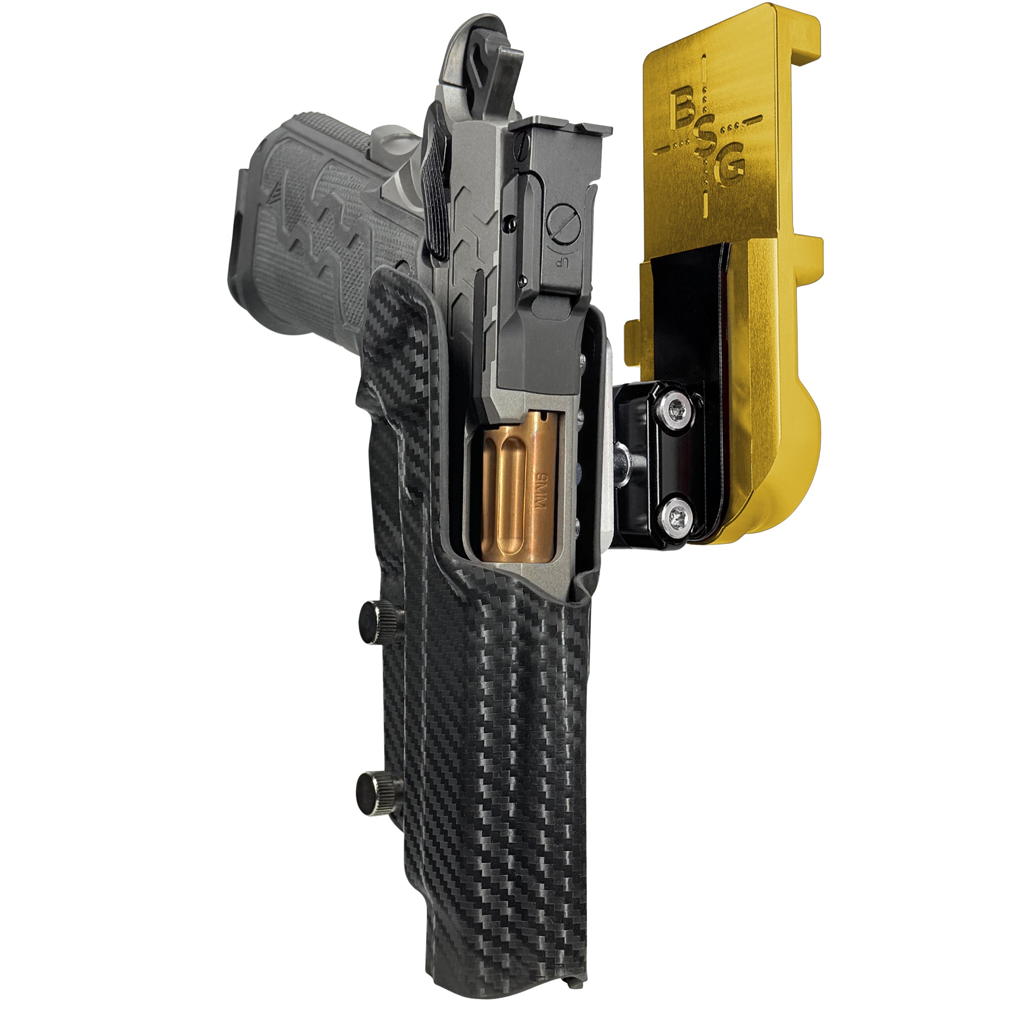 Kimber 2K11 IPSC/USPA Quick Mount Ball Joint Holster with 24K Gold Belt Attachment, Carbon Fiber Holster Shell