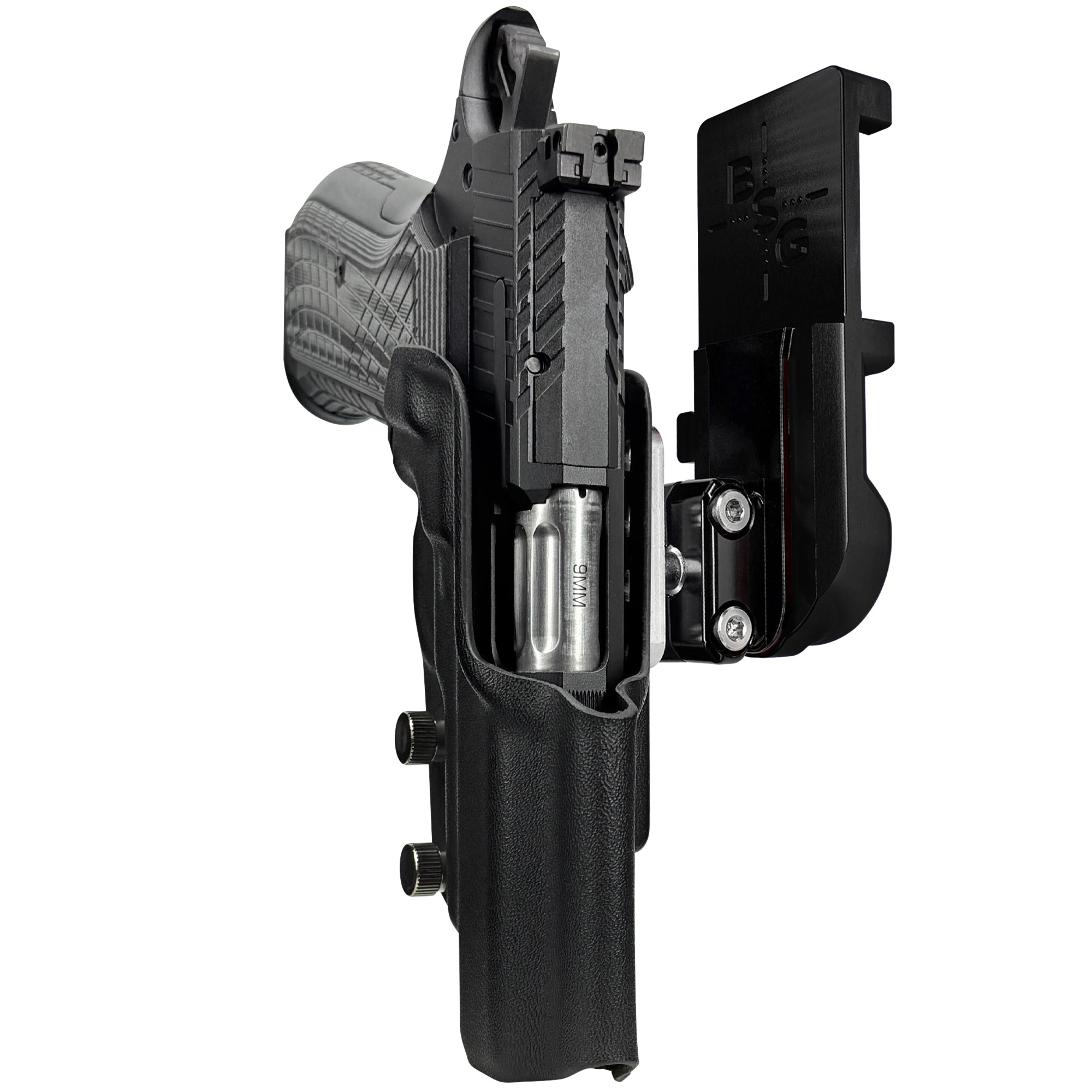 Kimber KDS9c No Rail IPSC/USPA Quick Mount Ball Joint Holster with Black Belt Attachment, Black Holster Shell