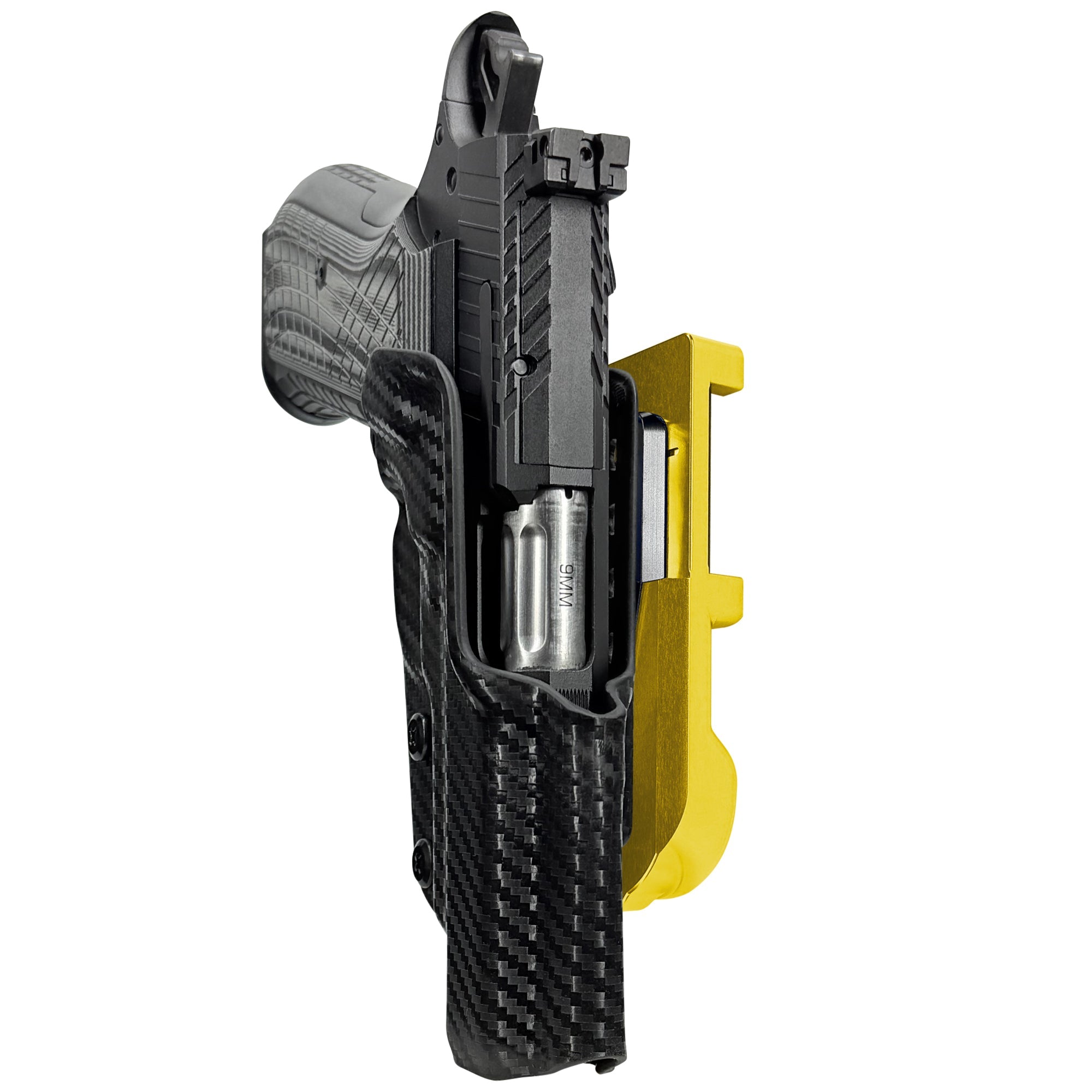 Kimber KDS9c No Rail IDPA Quick Mount Holster with 24K Gold Belt Attachment, Carbon Fiber Holster Shell