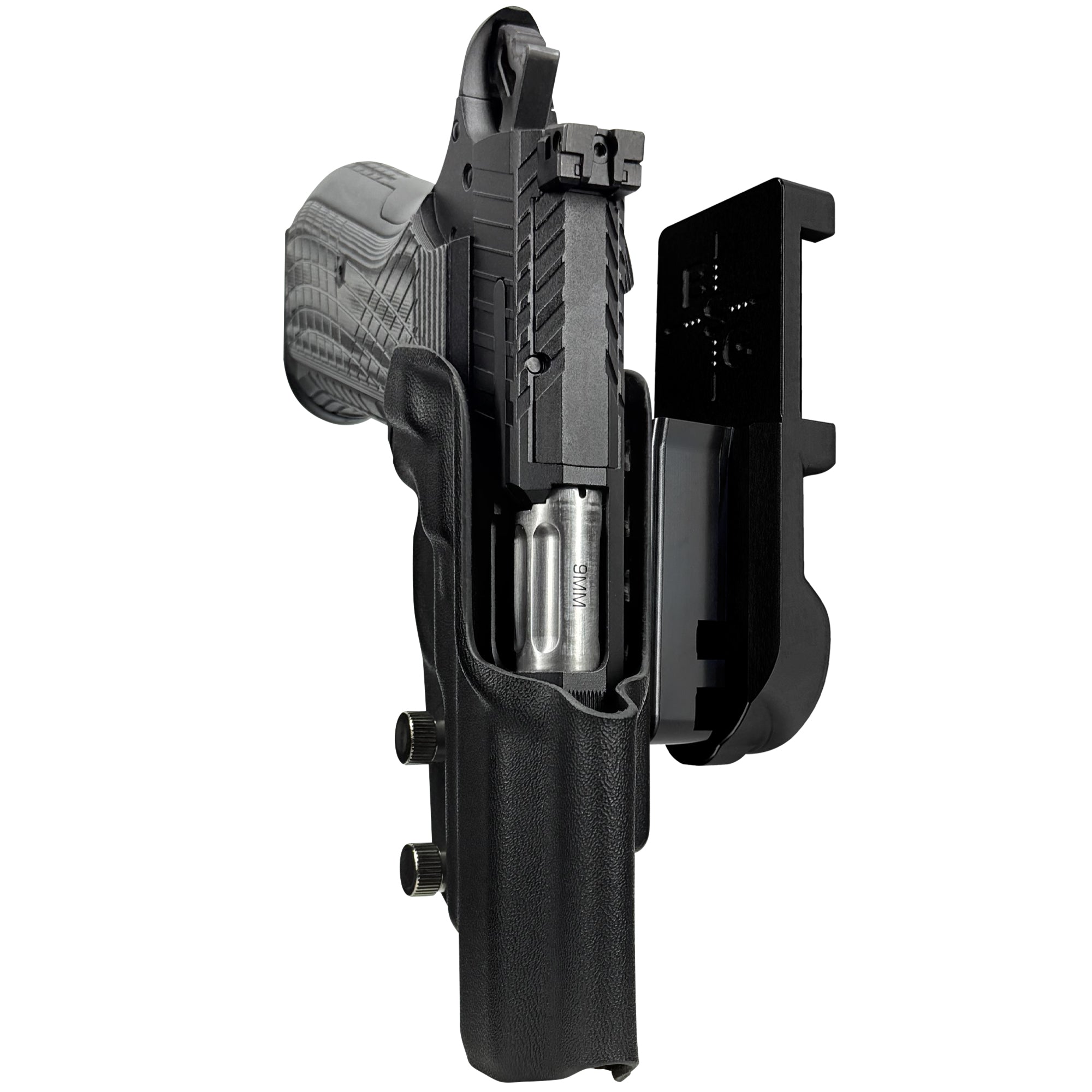 Kimber KDS9c No Rail IPSC/USPA Quick Mount Holster with Black Belt Attachment, Black Holster Shell