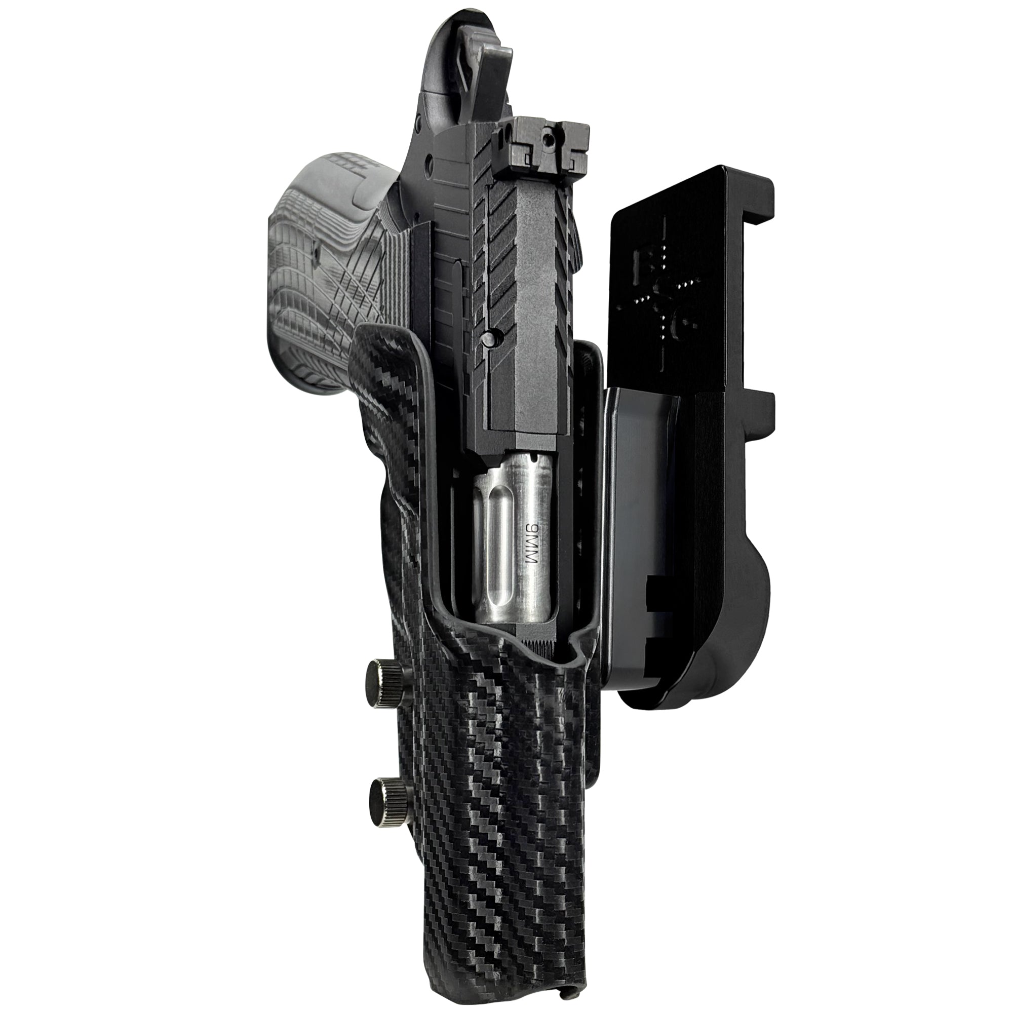 Kimber KDS9c No Rail IPSC/USPA Quick Mount Holster with Black Belt Attachment, Carbon Fiber Holster Shell