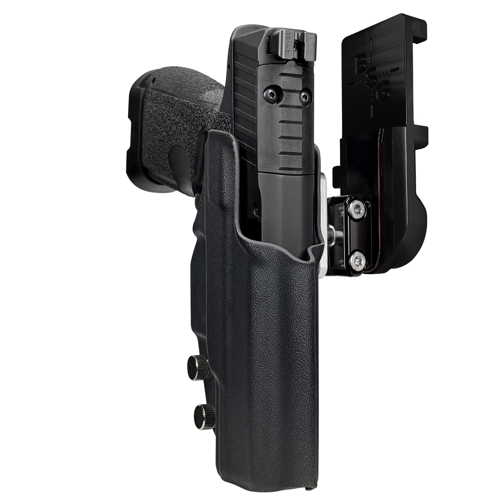 Kimber R7 Mako CC IPSC/USPA Quick Mount Ball Joint Holster with Black Belt Attachment, Black Holster Shell