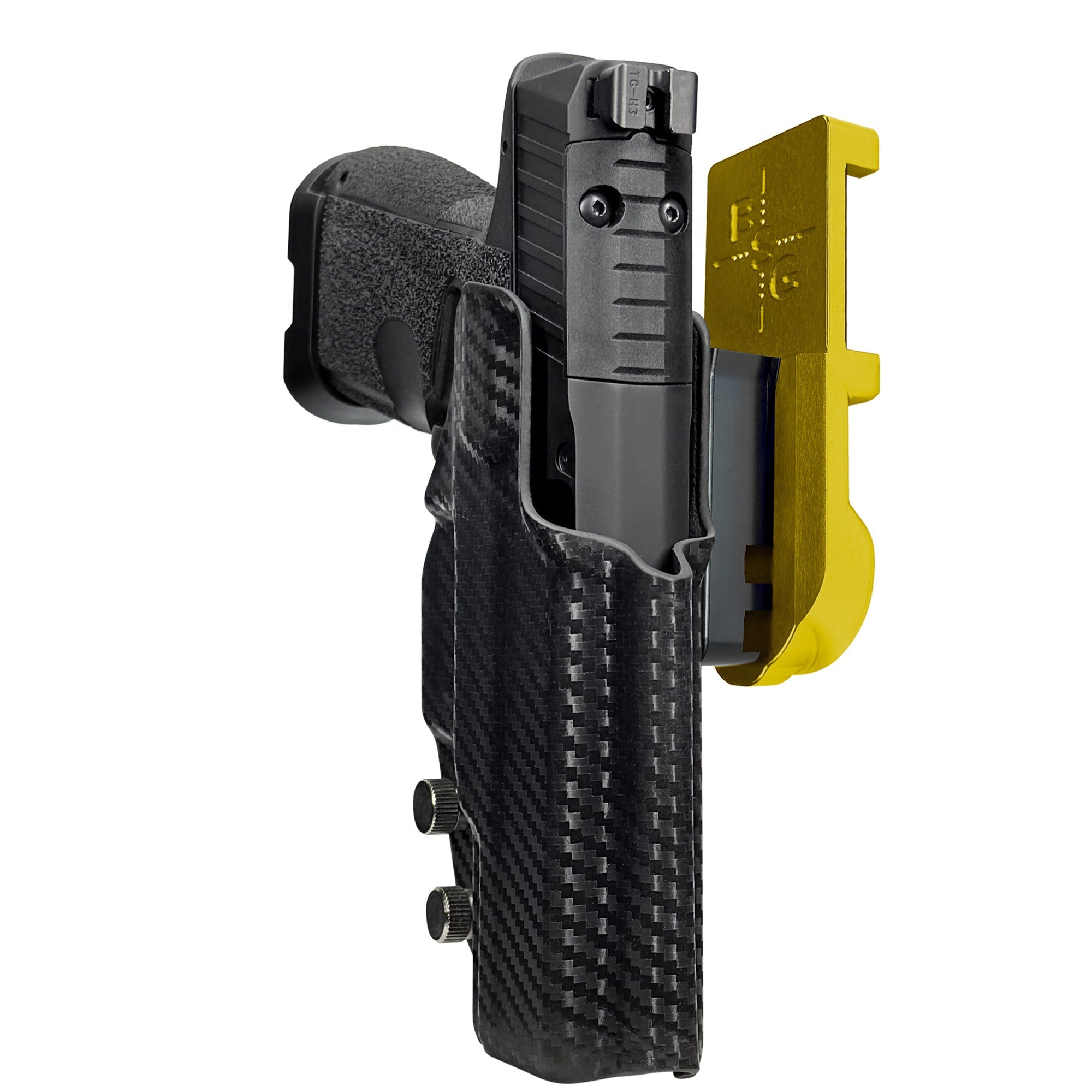 Kimber R7 Mako CC IPSC/USPA Quick Mount Holster with 24K Gold Belt Attachment, Carbon Fiber Holster Shell