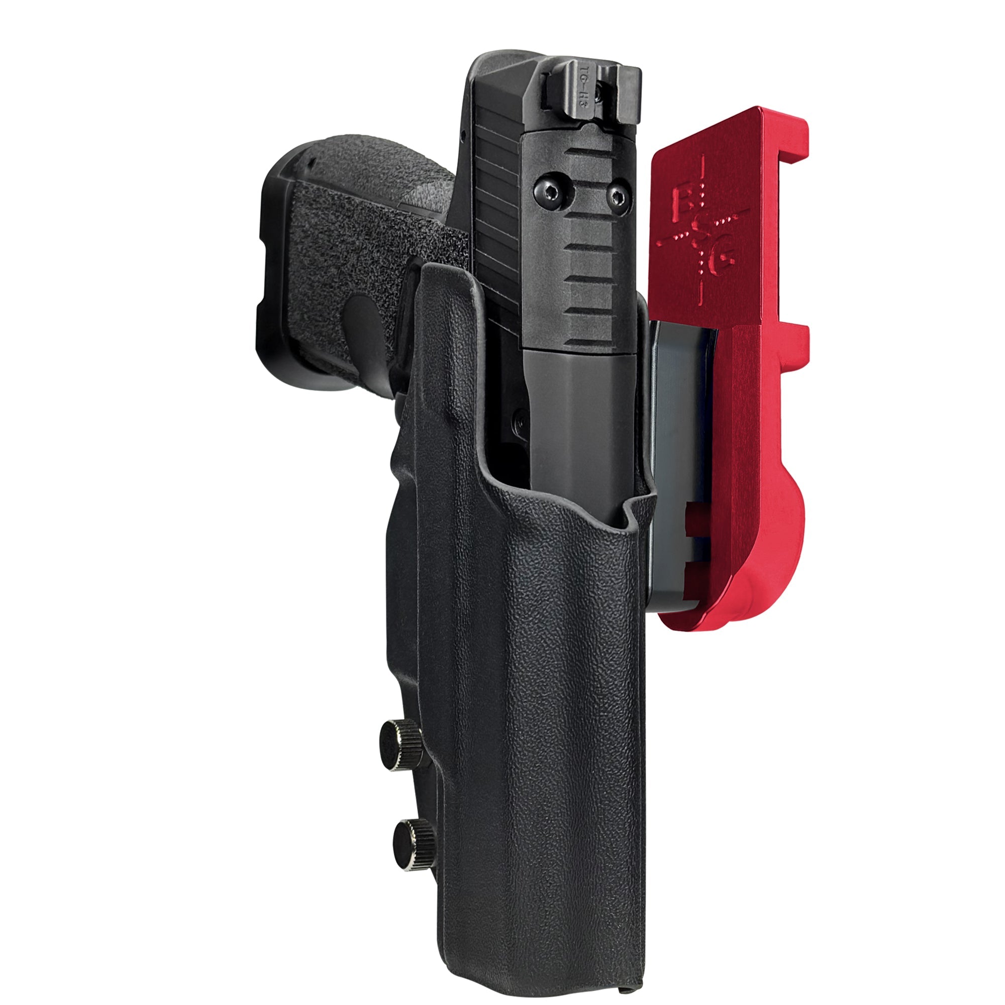 Kimber R7 Mako CC IPSC/USPA Quick Mount Holster with Red Belt Attachment, Black Holster Shell