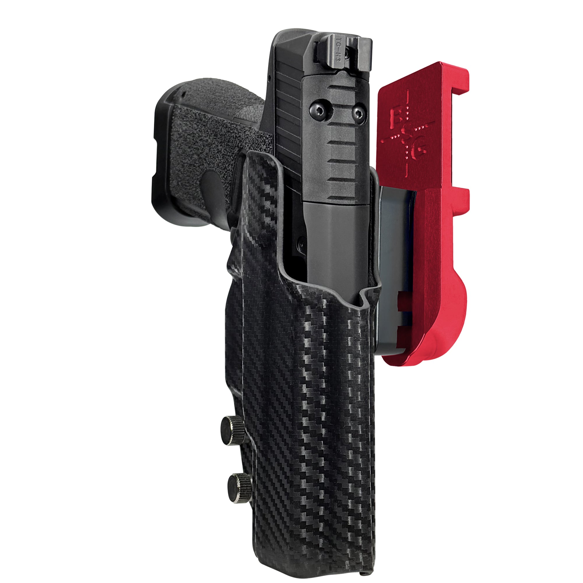 Kimber R7 Mako CC IPSC/USPA Quick Mount Holster with Red Belt Attachment, Carbon Fiber Holster Shell