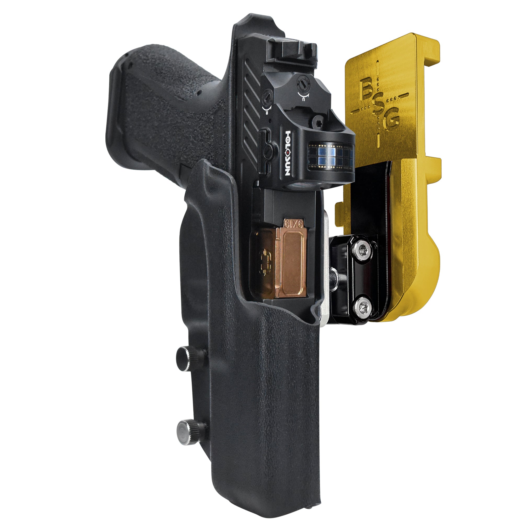 Shadow Systems MR920L IPSC/USPA Quick Mount Ball Joint Holster with 24K Gold Belt Attachment, Black Holster Shell