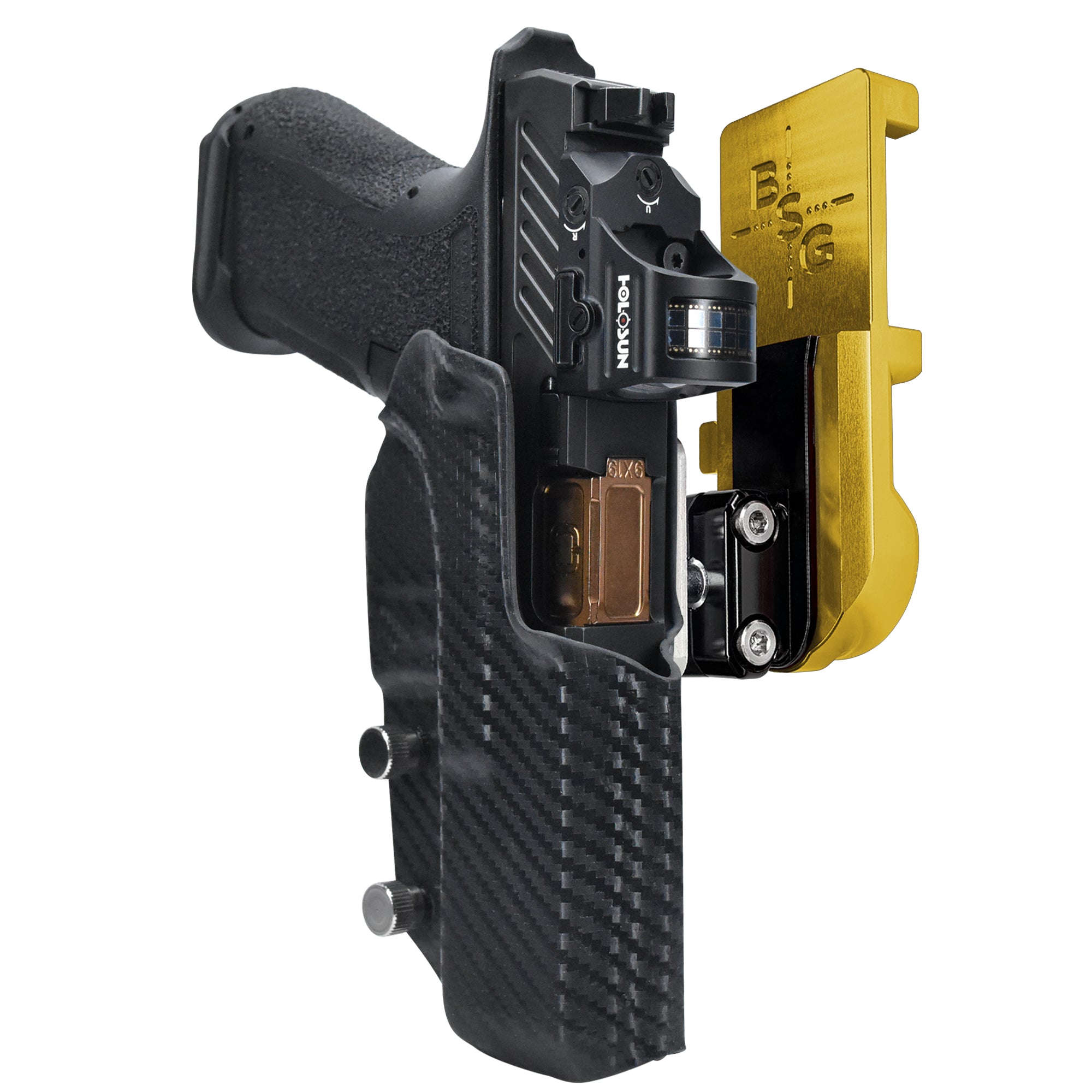 Shadow Systems MR920L IPSC/USPA Quick Mount Ball Joint Holster with 24K Gold Belt Attachment, Carbon Fiber Holster Shell