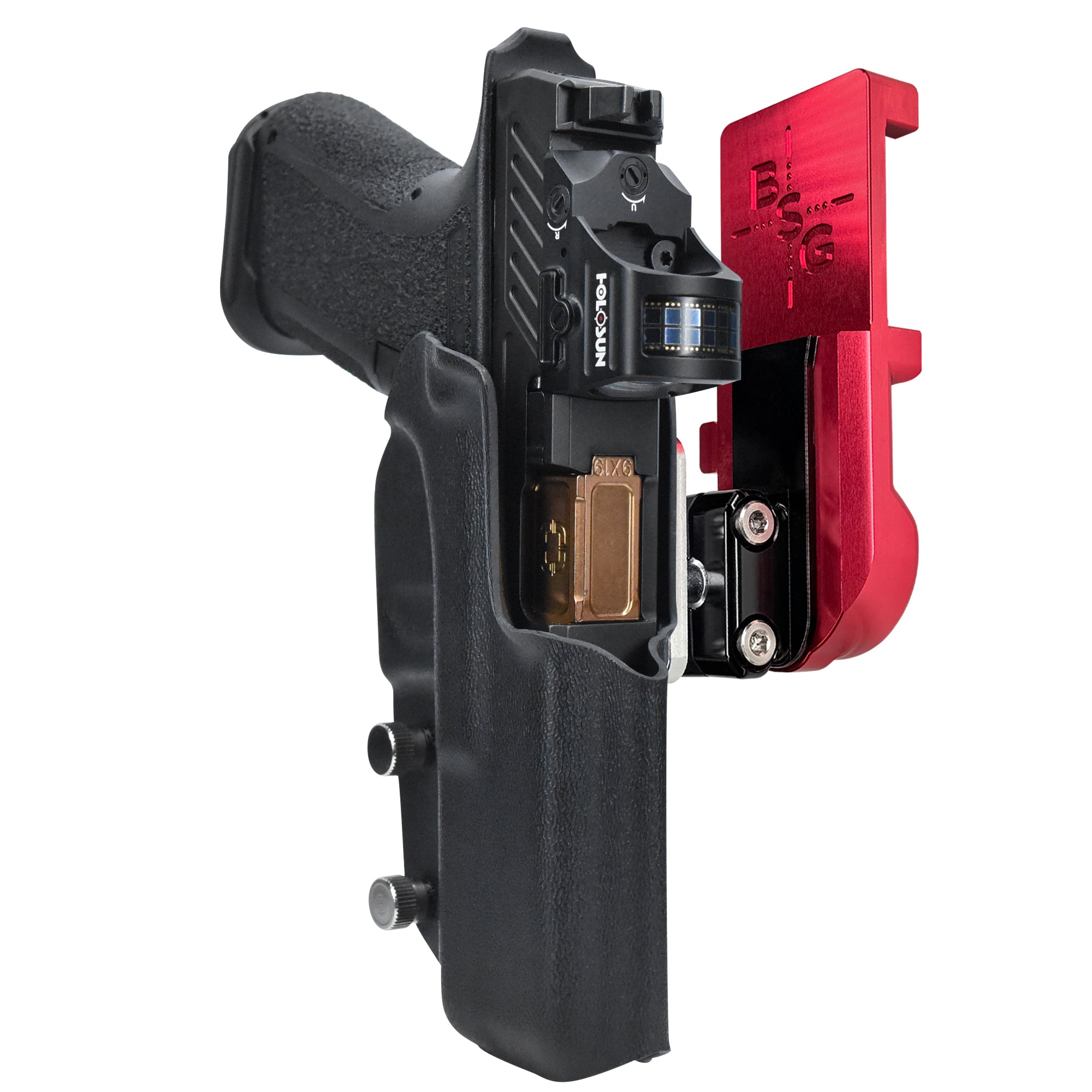 Shadow Systems MR920L IPSC/USPA Quick Mount Ball Joint Holster with Red Belt Attachment, Black Holster Shell
