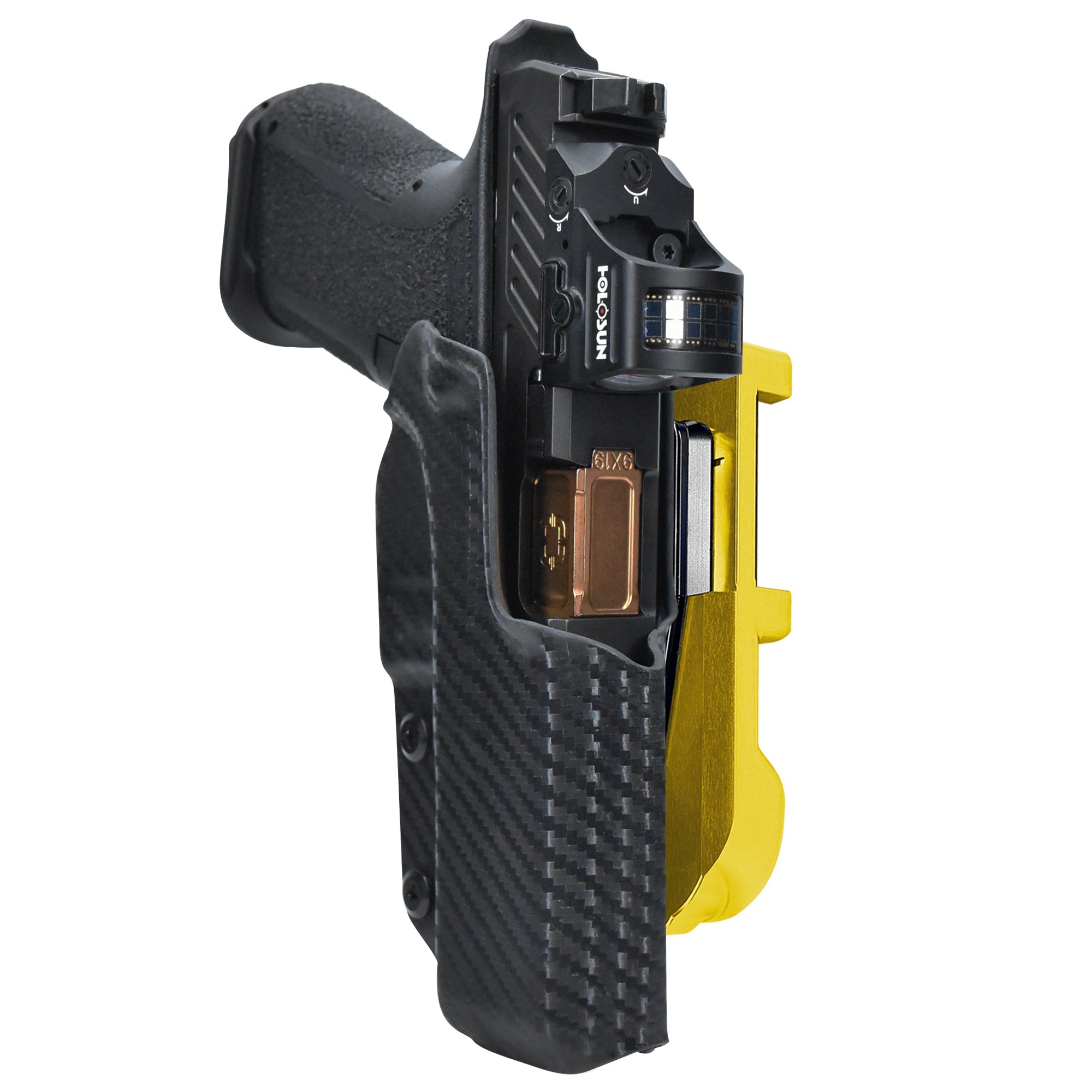 Shadow Systems MR920L IDPA Quick Mount Holster with 24K Gold Belt Attachment, Carbon Fiber Holster Shell