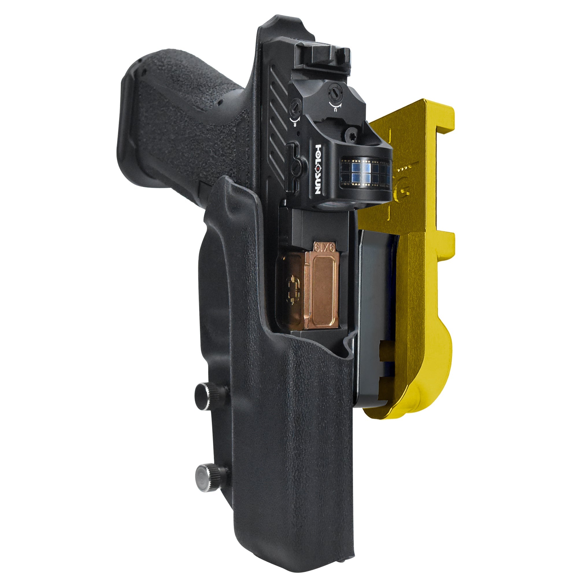 Shadow Systems MR920L IPSC/USPA Quick Mount Holster with 24K Gold Belt Attachment, Black Holster Shell