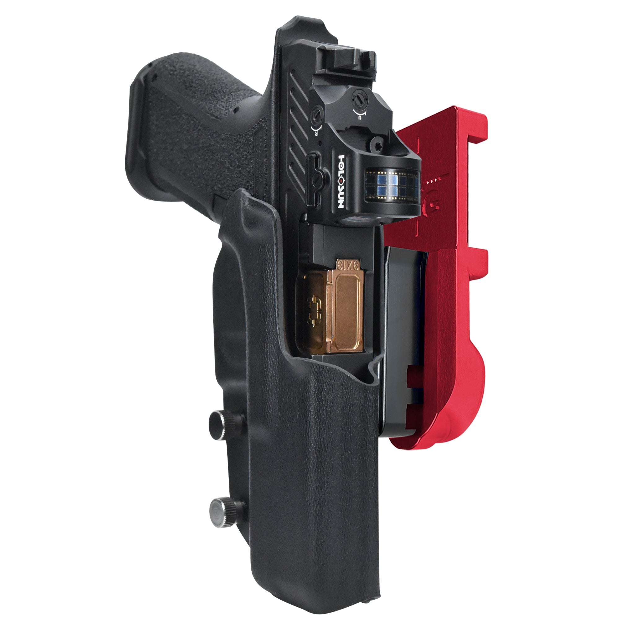 Shadow Systems MR920L IPSC/USPA Quick Mount Holster with Red Belt Attachment, Black Holster Shell