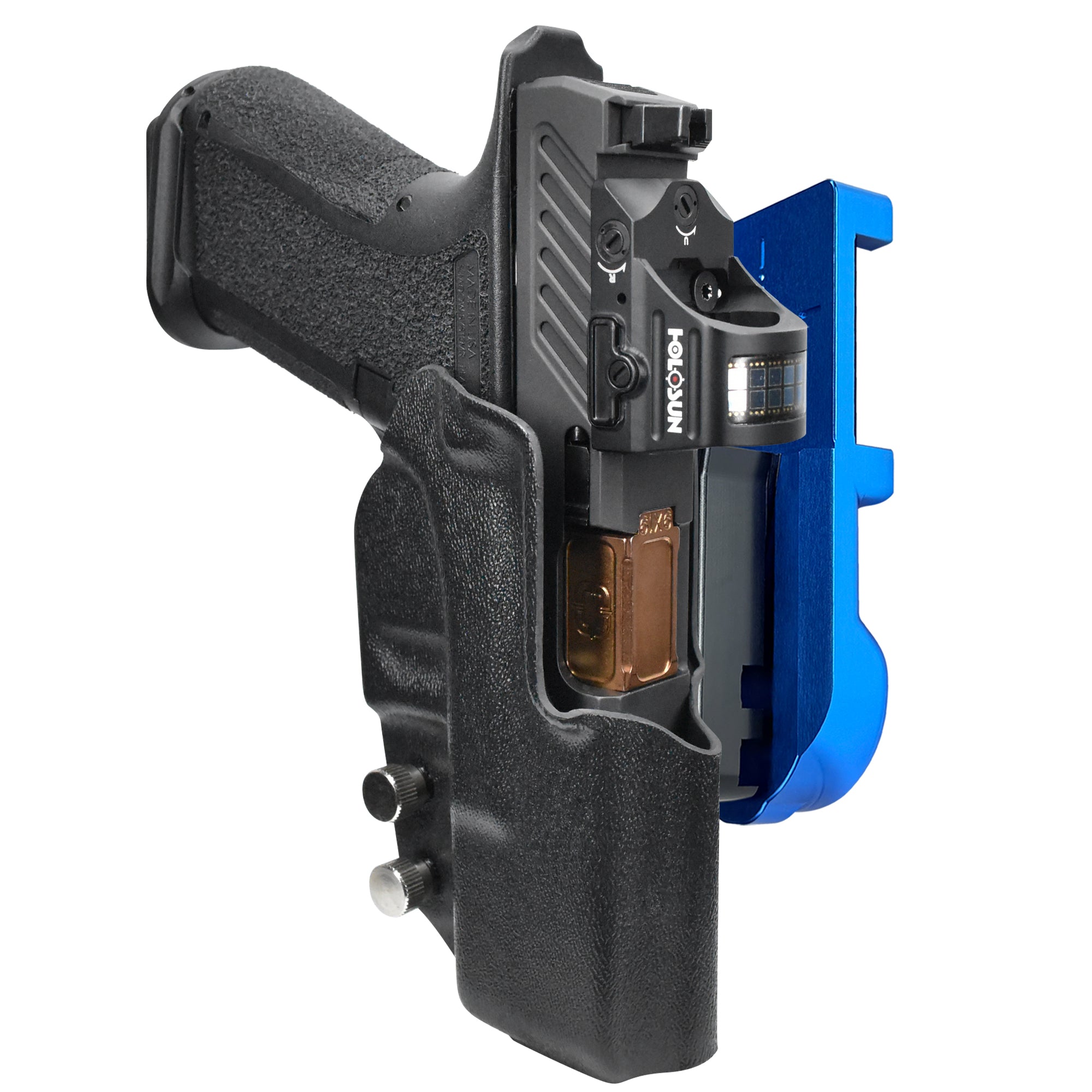 Shadow Systems MR920 IPSC/USPA Quick Mount Holster with Blue Belt Attachment, Black Holster Shell