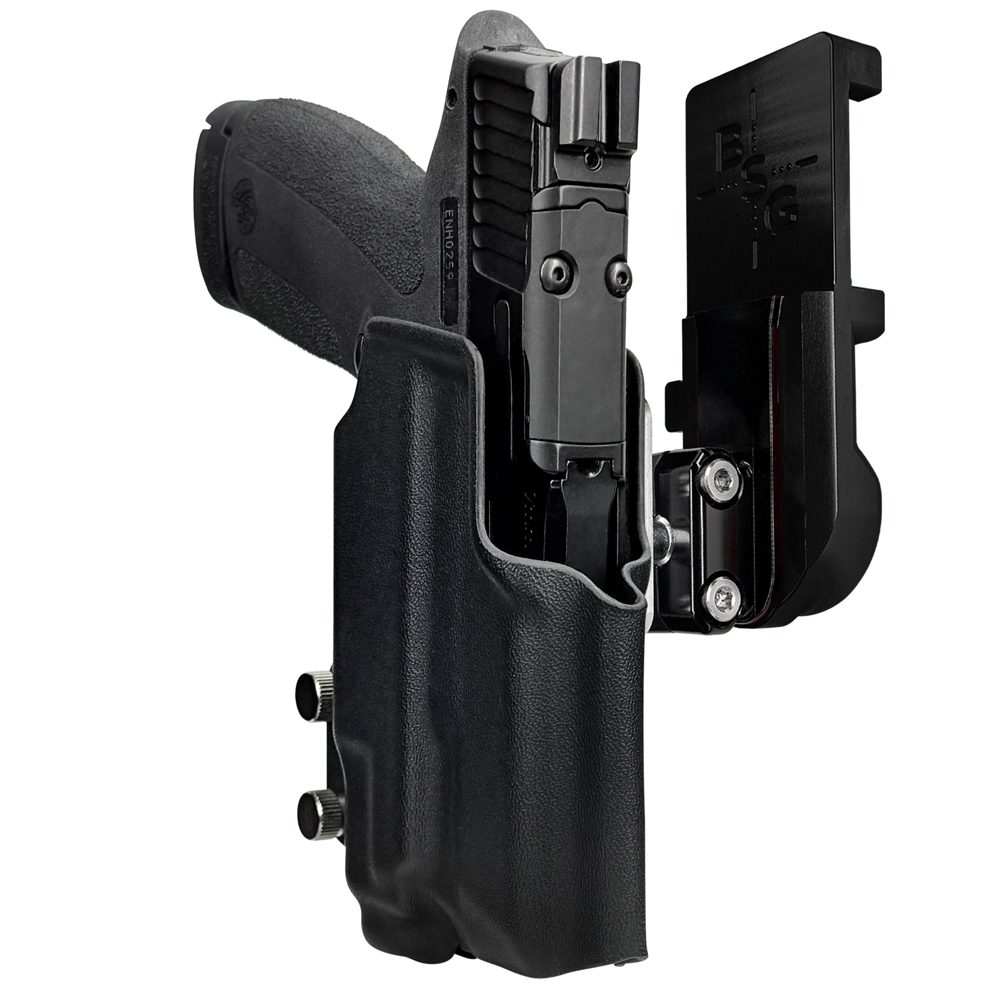 S&W M&P Shield X TLR-7 Sub IPSC/USPA Quick Mount Ball Joint Holster with Black Belt Attachment, Black Holster Shell