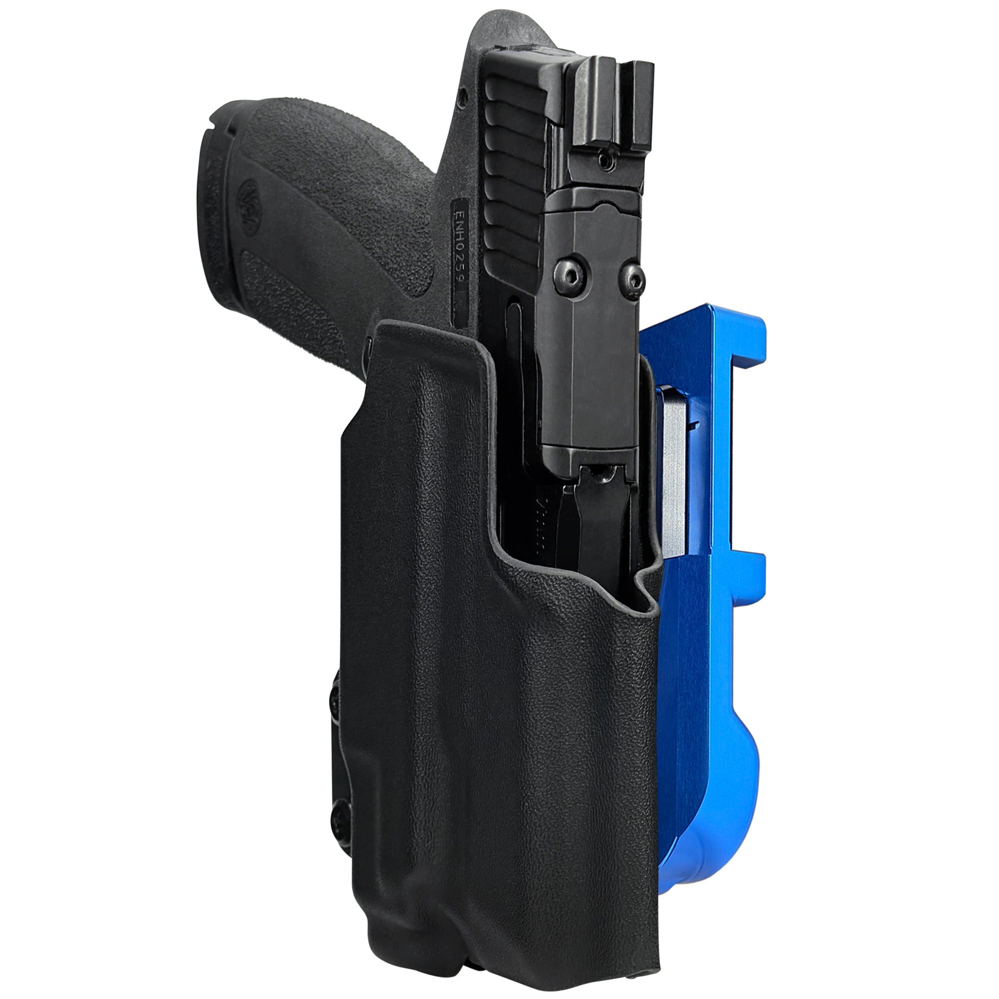 S&W M&P Shield X TLR-7 Sub IDPA Quick Mount Holster with Blue Belt Attachment, Black Holster Shell