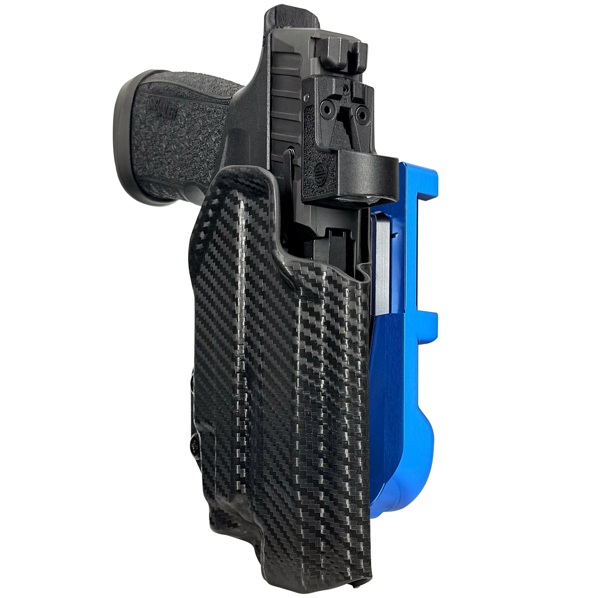 Sig P365 FUSE w/ TLR-7X IDPA Quick Mount Holster with Blue Belt Attachment, Carbon Fiber Holster Shell