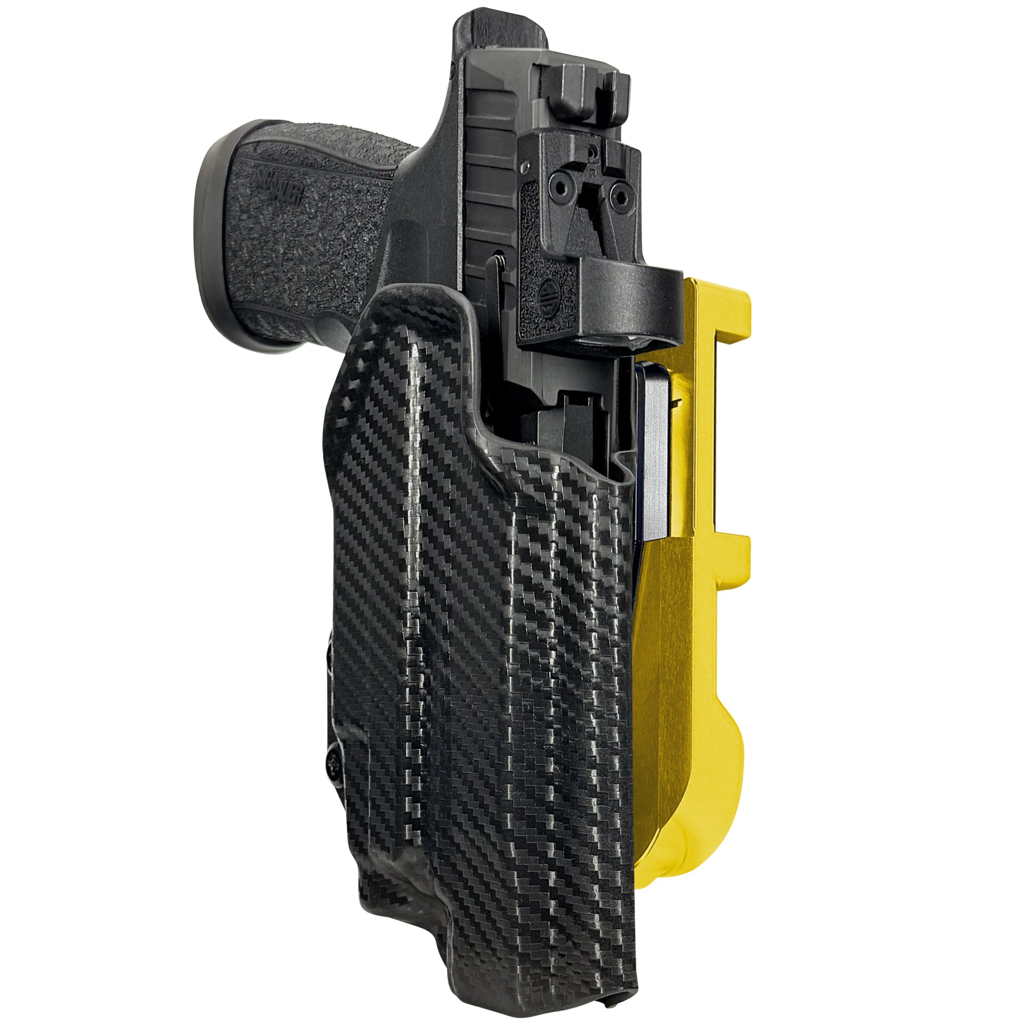 Sig P365 FUSE w/ TLR-7X IDPA Quick Mount Holster with 24K Gold Belt Attachment, Carbon Fiber Holster Shell