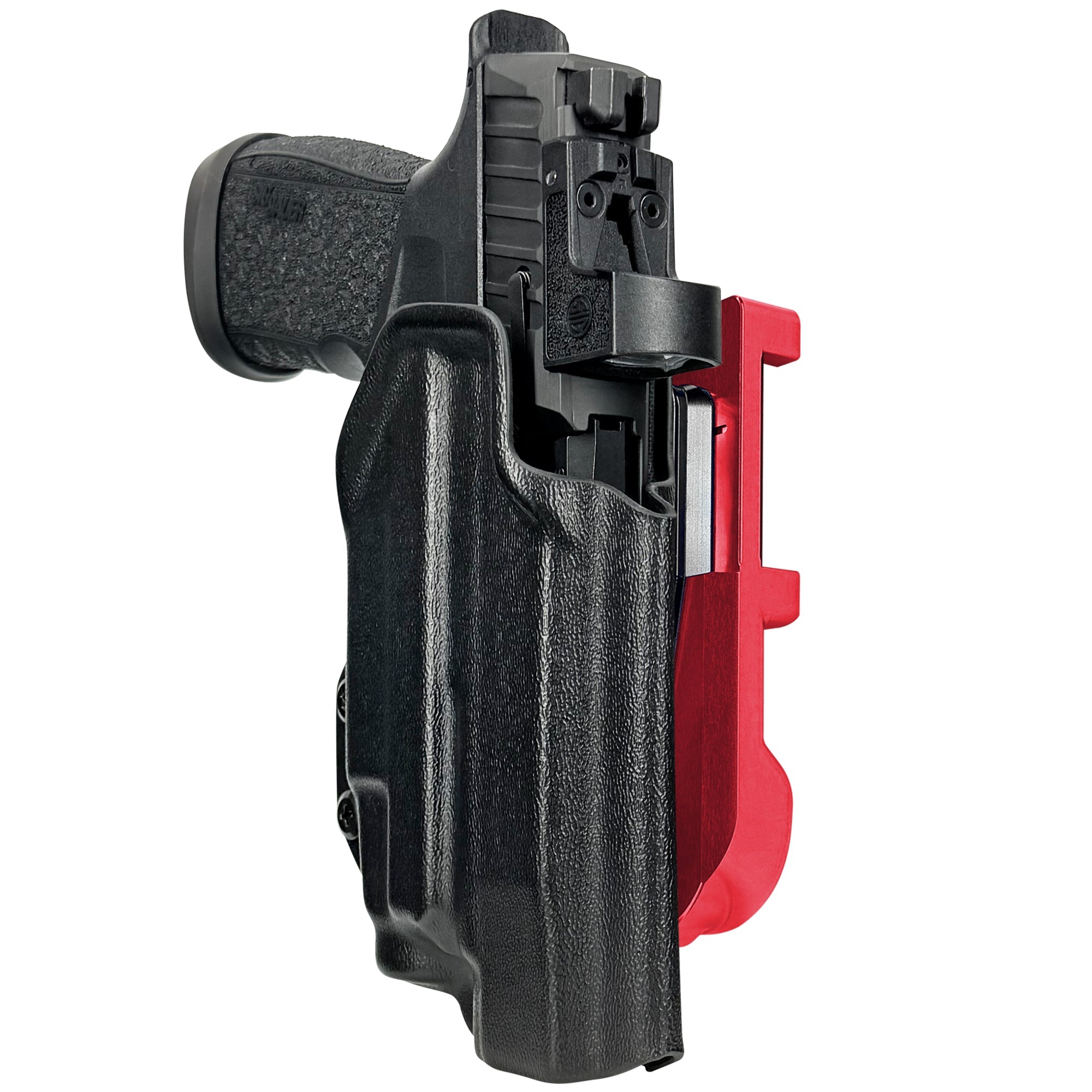 Sig P365 FUSE w/ TLR-7X IDPA Quick Mount Holster with Red Belt Attachment, Black Holster Shell