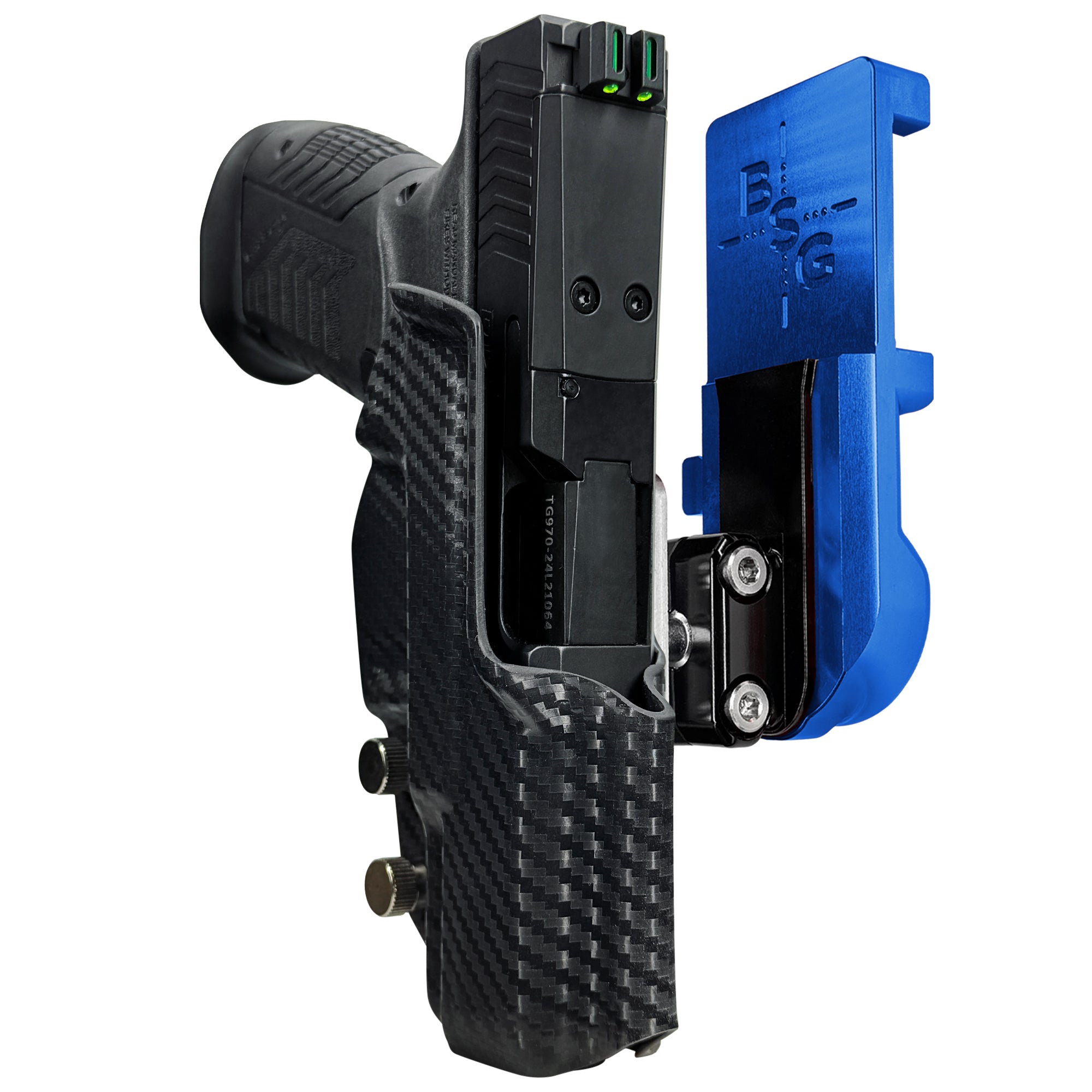 RIA Derya DY9 IPSC/USPA Quick Mount Ball Joint Holster with Blue Belt Attachment, Carbon Fiber Holster Shell