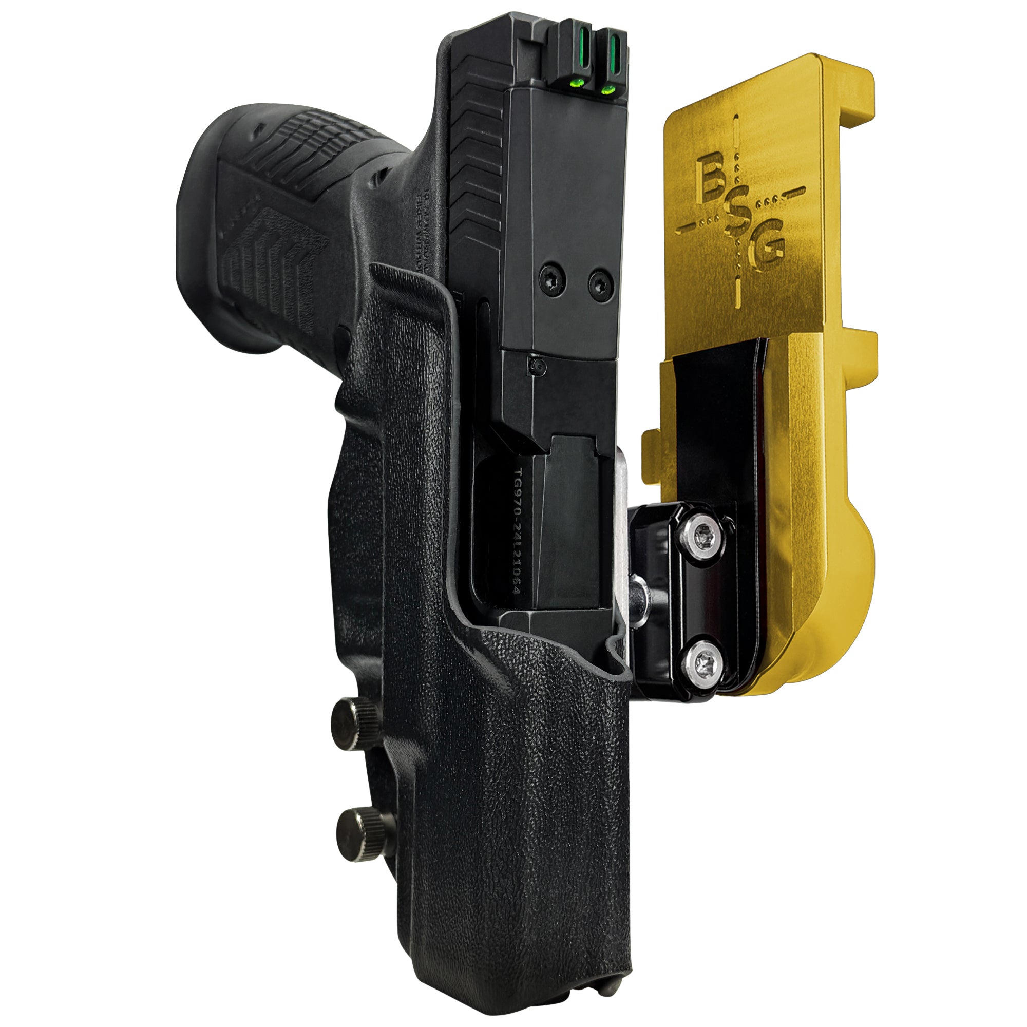 RIA Derya DY9 IPSC/USPA Quick Mount Ball Joint Holster with 24K Gold Belt Attachment, Black Holster Shell