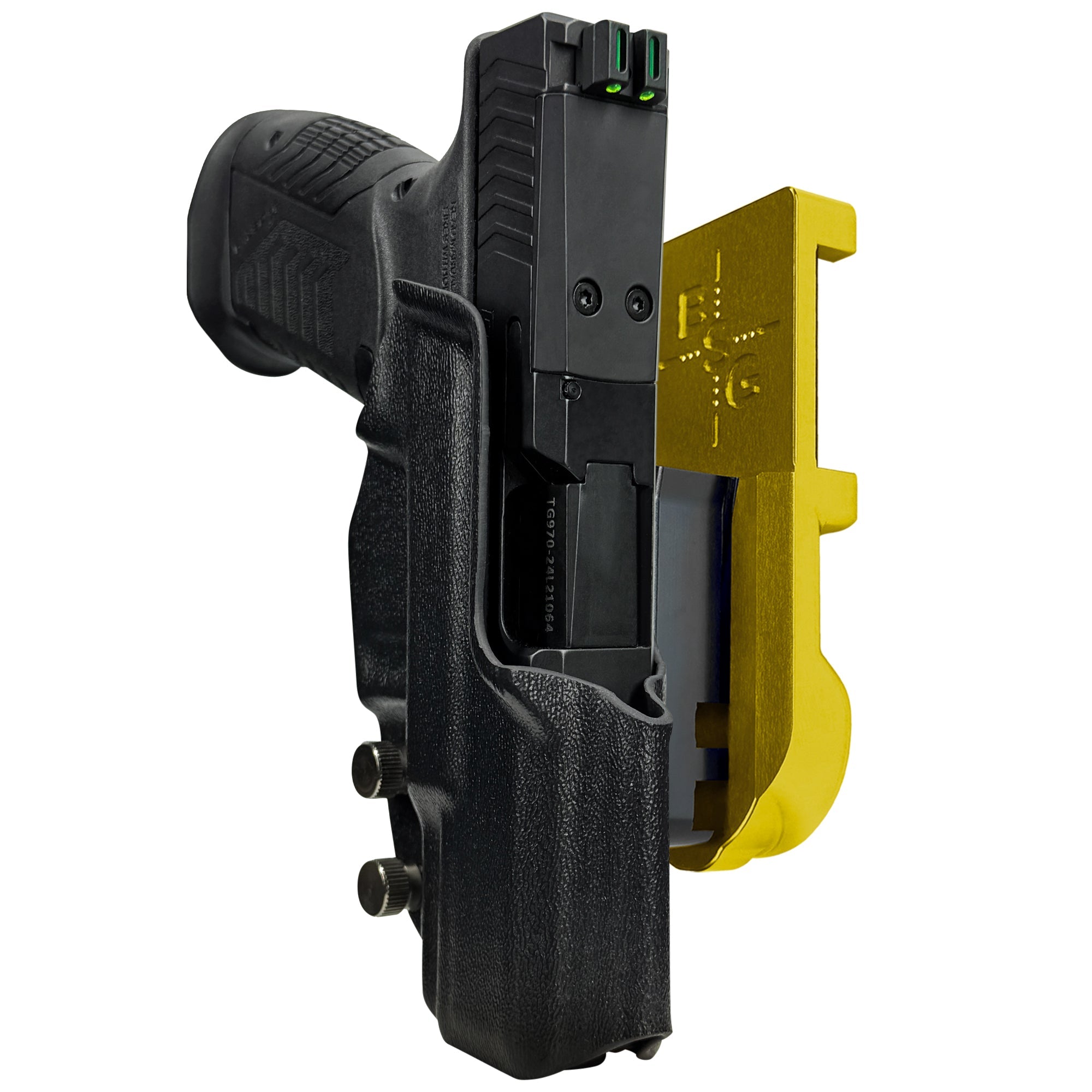 RIA Derya DY9 IPSC/USPA Quick Mount Holster with 24K Gold Belt Attachment, Black Holster Shell