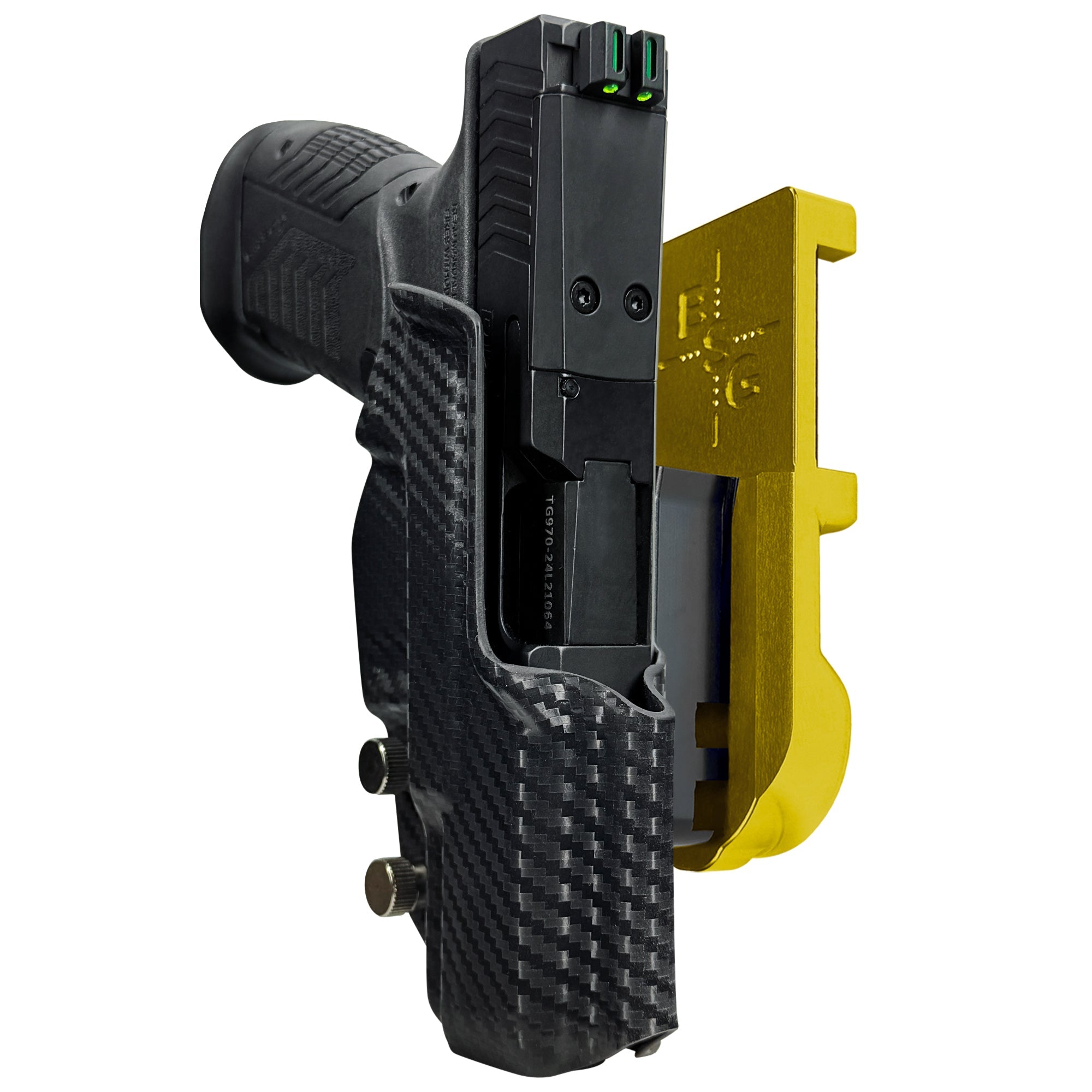 RIA Derya DY9 IPSC/USPA Quick Mount Holster with 24K Gold Belt Attachment, Carbon Fiber Holster Shell
