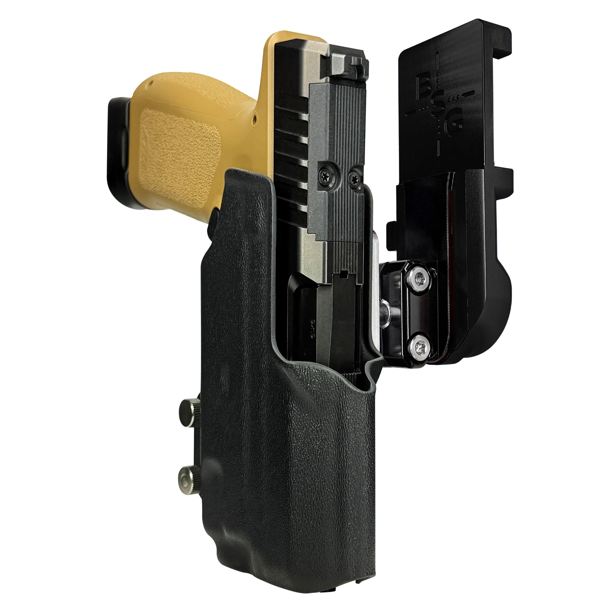 Rost RM1C w TLR7X IPSC/USPA Quick Mount Ball Joint Holster with Black Belt Attachment, Black Holster Shell