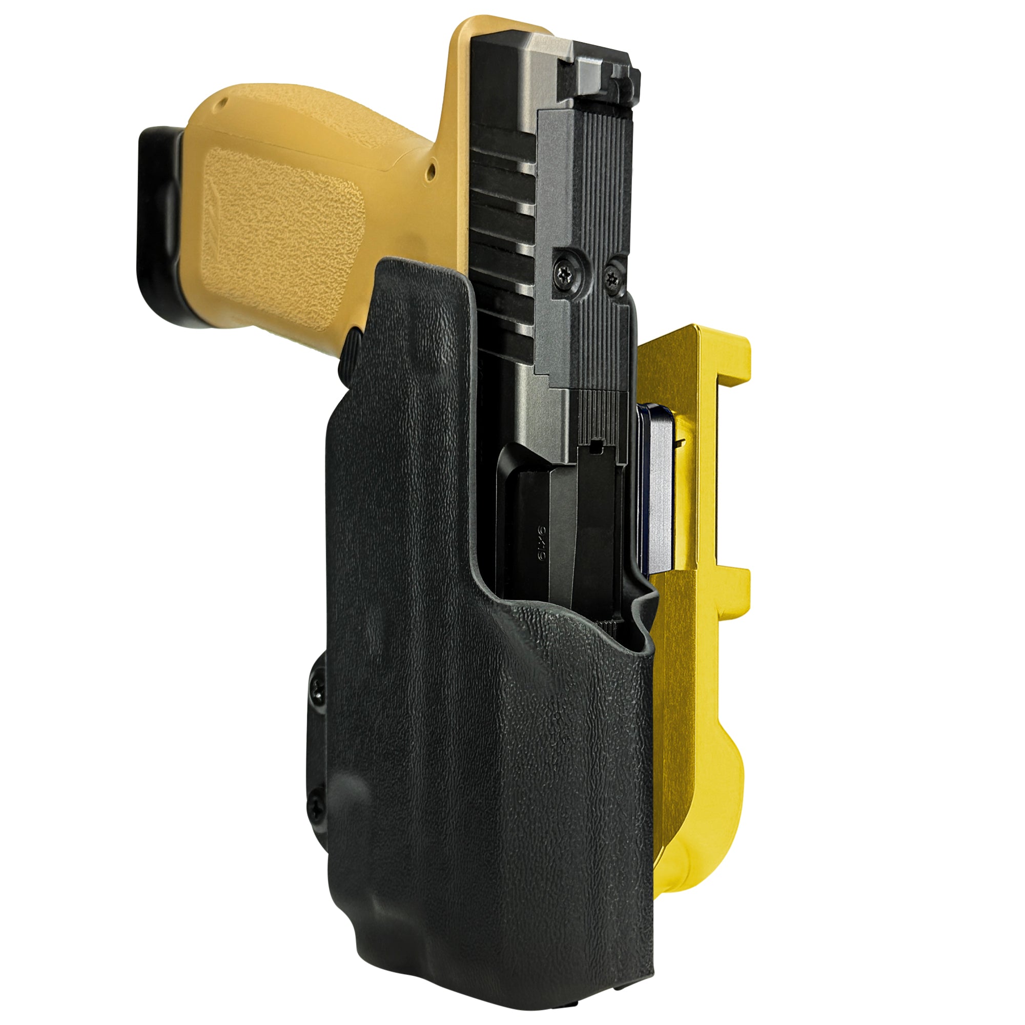 Rost RM1C w TLR7X IDPA Quick Mount Holster with 24K Gold Belt Attachment, Black Holster Shell