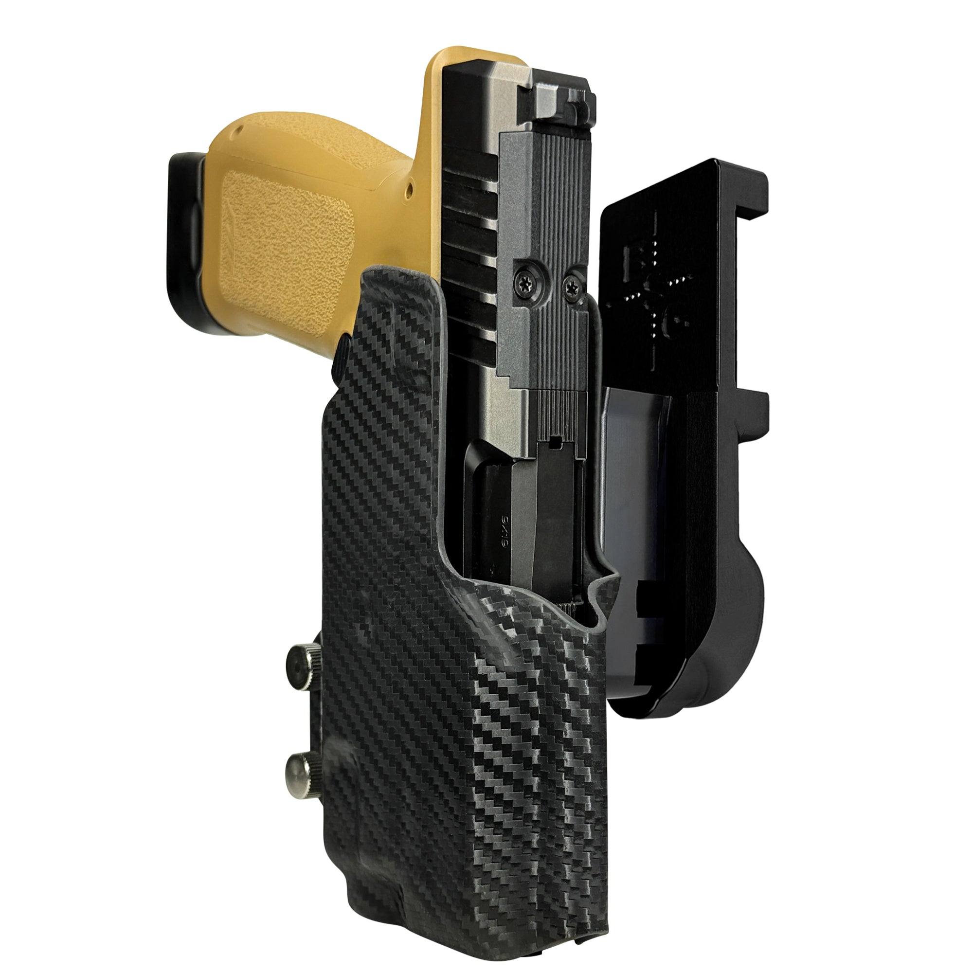 Rost RM1C w TLR7X IPSC/USPA Quick Mount Holster with Black Belt Attachment, Carbon Fiber Holster Shell